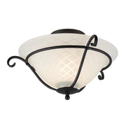Torchiere 1 Light Flush - Black/ Opal Etched Glass E27