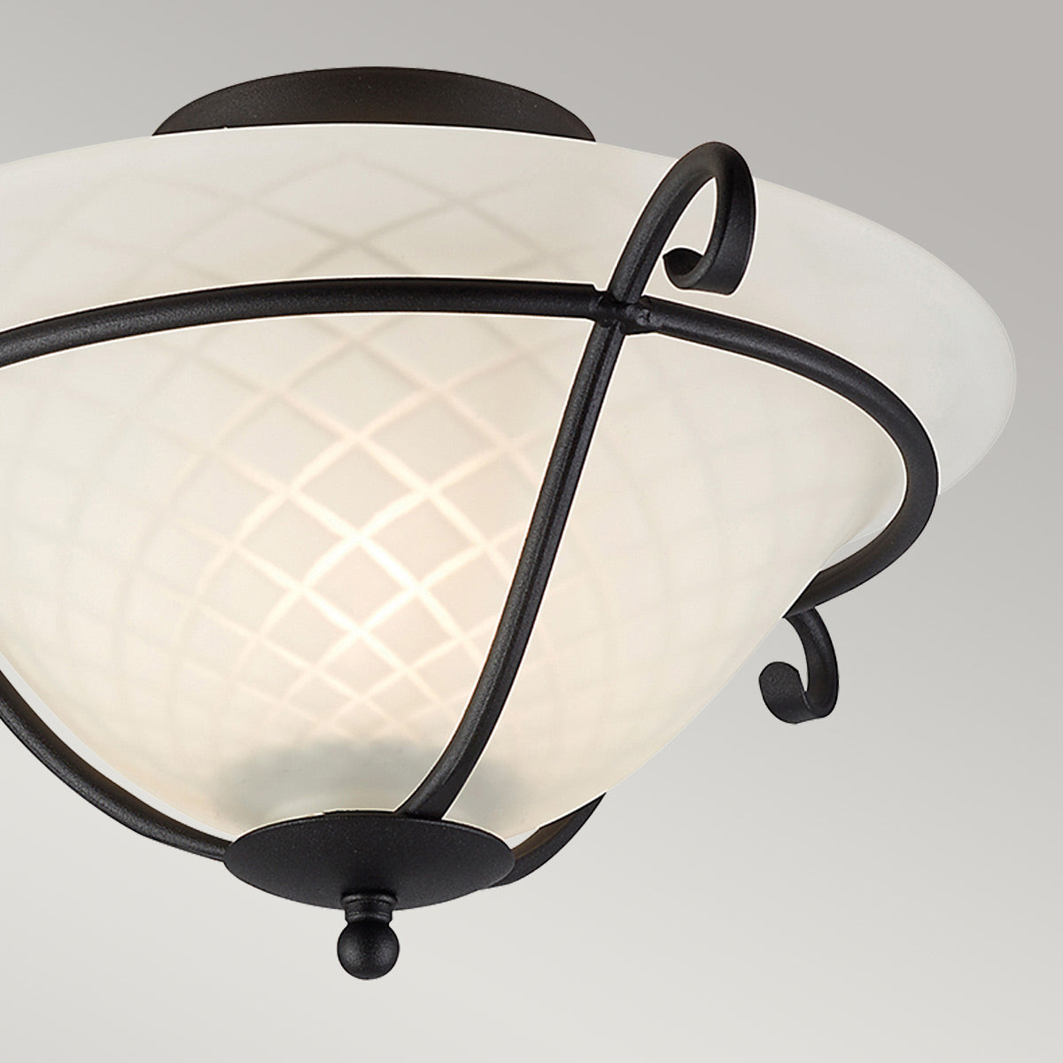 Torchiere 1 Light Flush - Black/ Opal Etched Glass E27