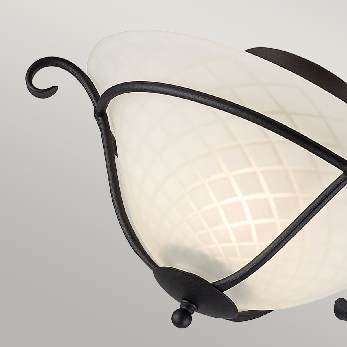 Torchiere 1 Light Flush - Black/ Opal Etched Glass E27