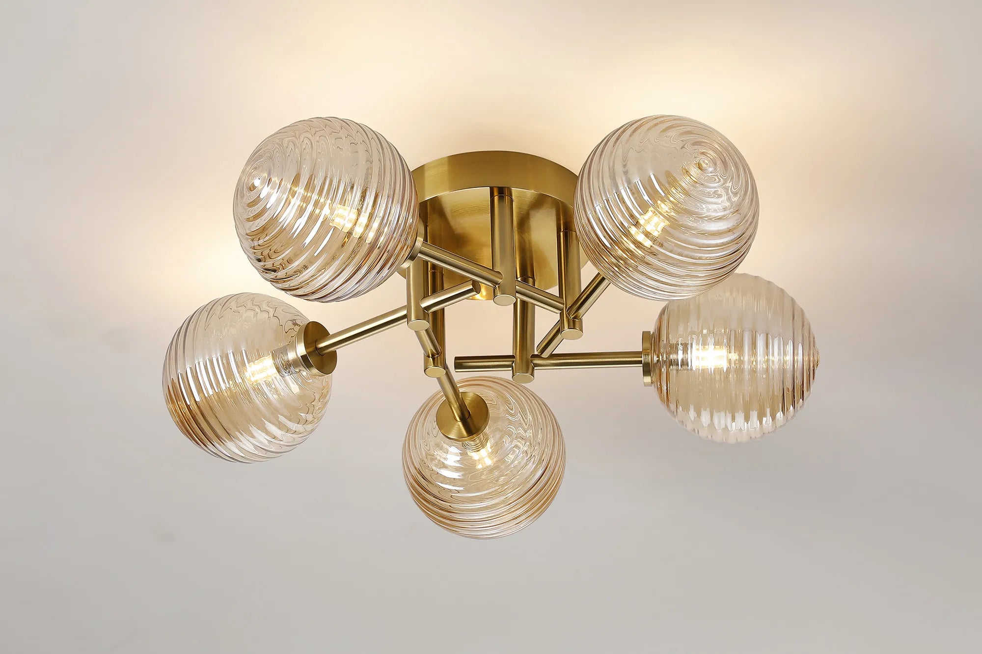 Reagan 5Lt Semi Flush - Brass & Amber