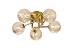 Reagan 5Lt Semi Flush - Brass & Amber