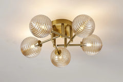 Reagan 5Lt Semi Flush - Brass & Amber