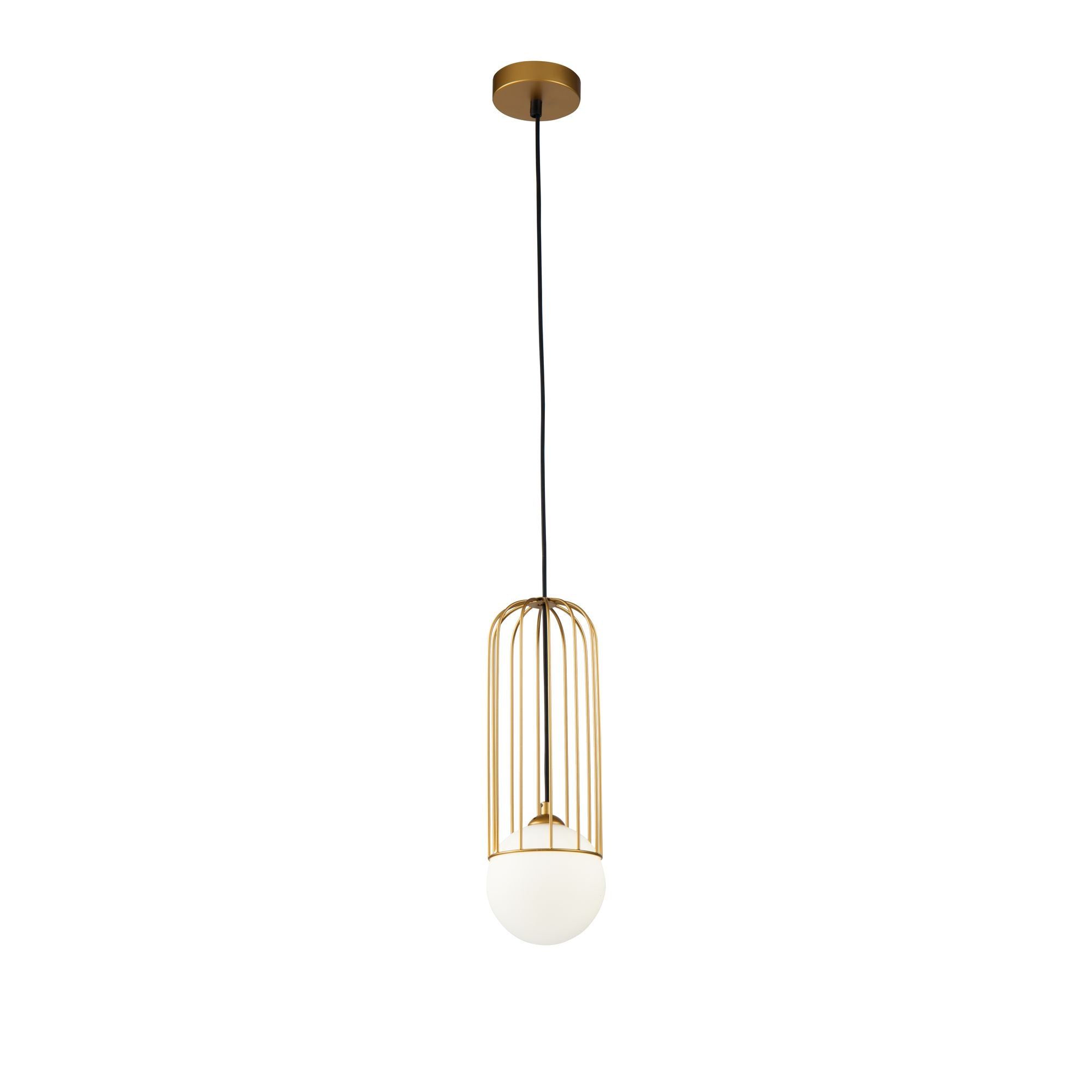 Telford 1Lt Small Pendant Ceiling Light - White & Glass Finish