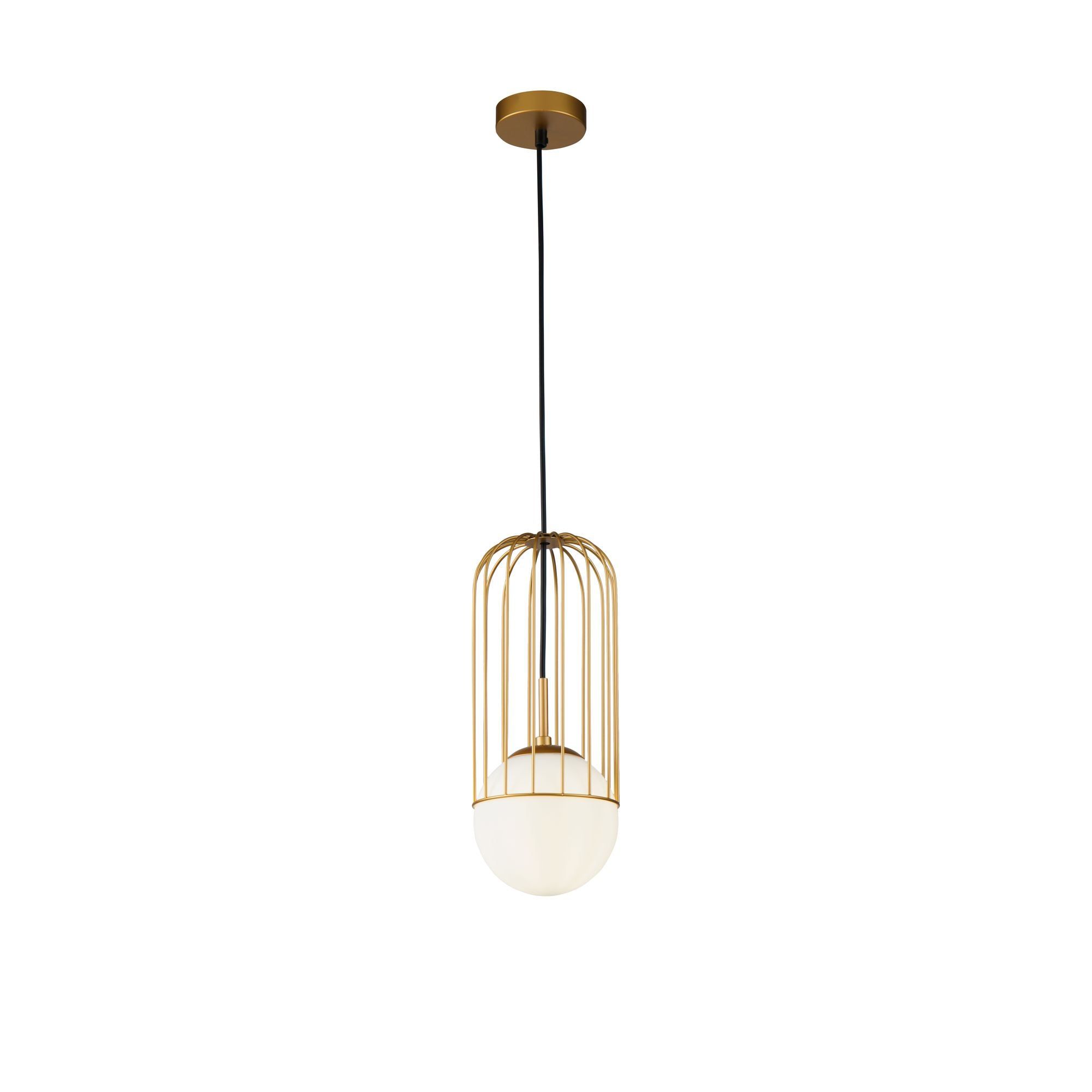 Telford 1Lt Medium Pendant Ceiling Light - White & Glass Finish