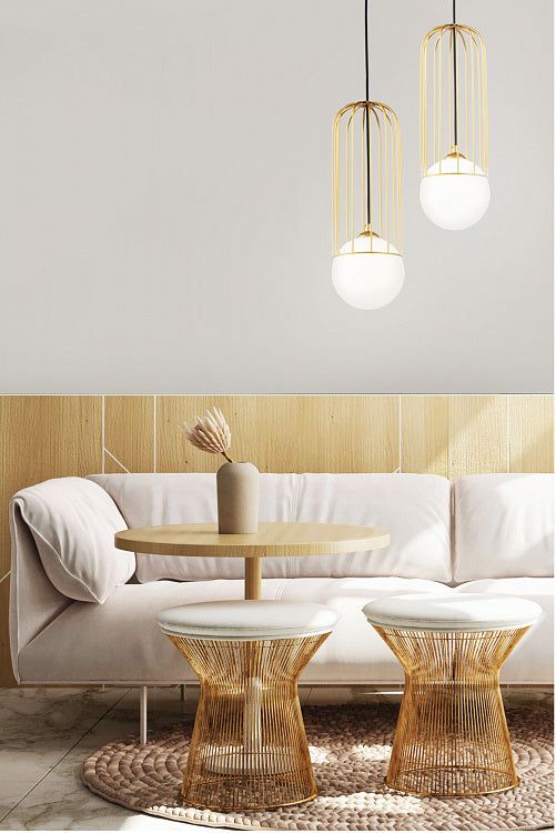 Telford 1Lt Medium Pendant Ceiling Light - White & Glass Finish