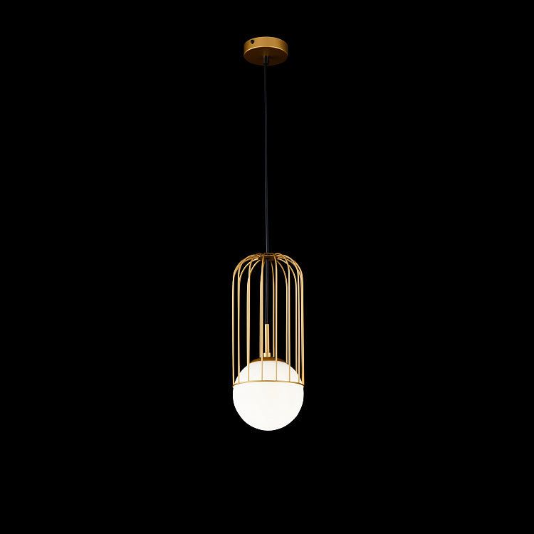 Telford 1Lt Medium Pendant Ceiling Light - White & Glass Finish
