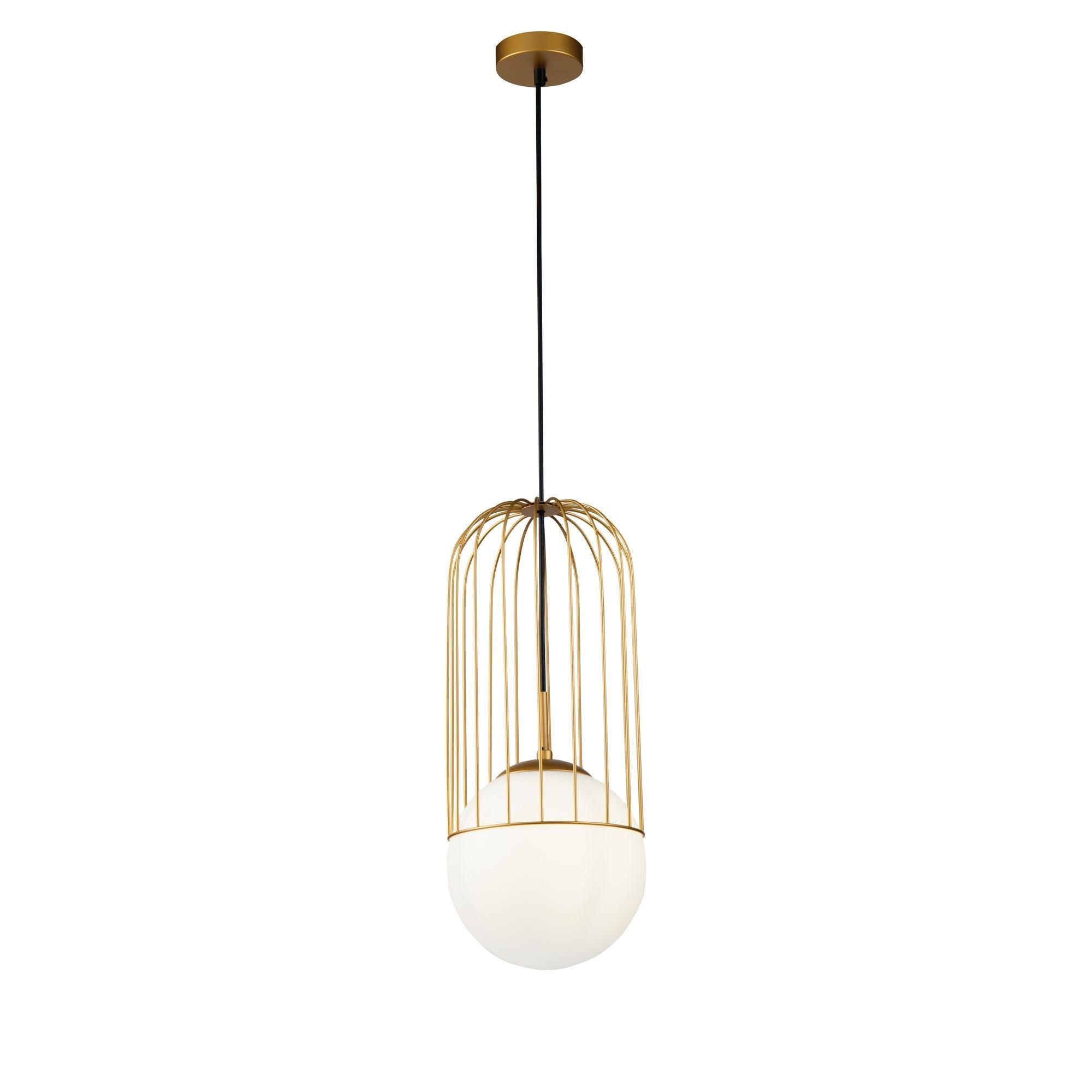 Telford 1Lt Large Pendant Ceiling Light - White & Glass Finish