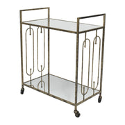 Estela Drinks Trolley - Distressed Gold & Mirrored Top Finish
