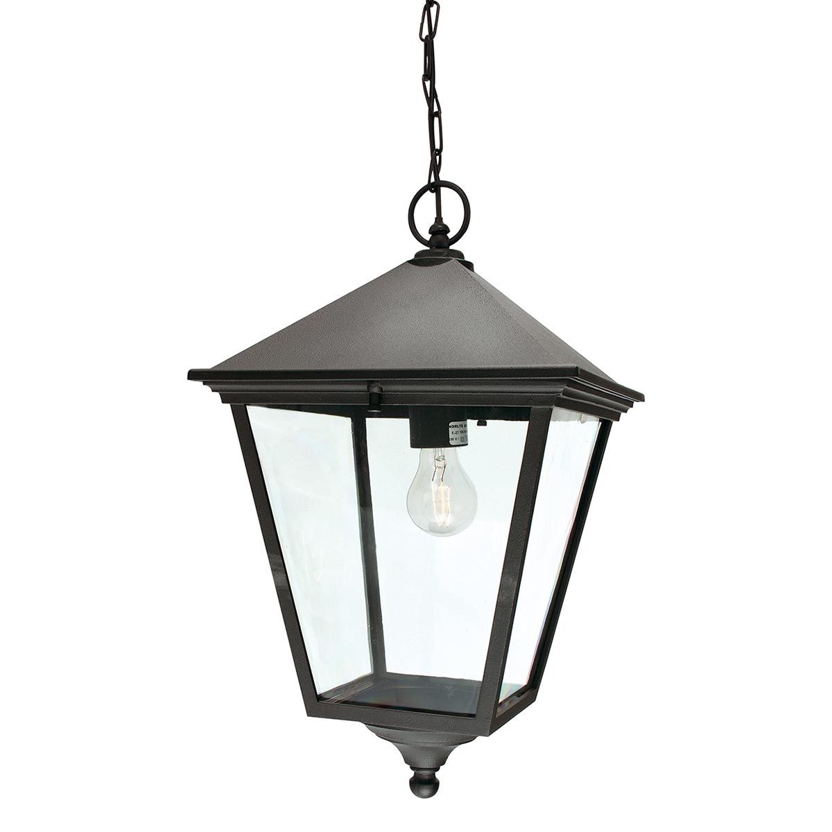 Turin 1 Light Medium/Large Chain Lantern - Black IP54 E27