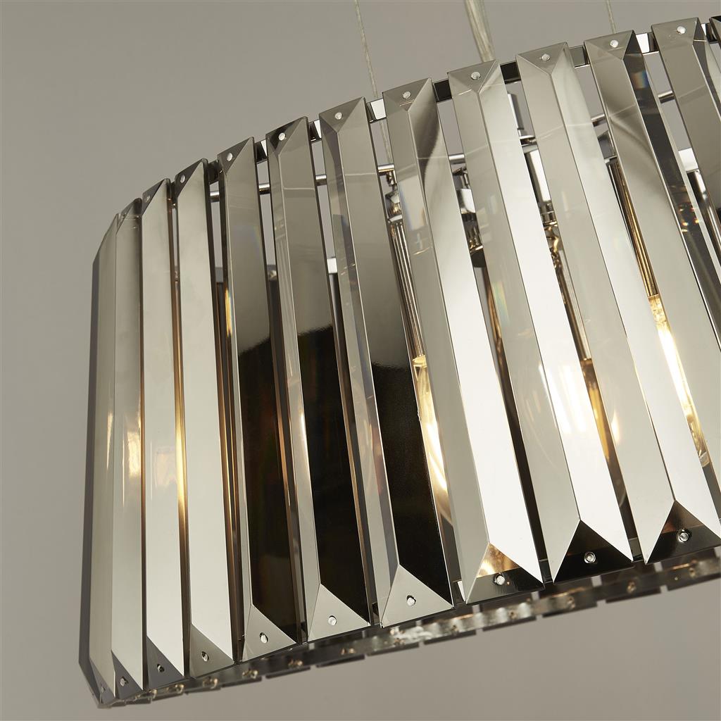 Tiara 5Lt Crystal Ceiling Light to Semi-Flush - Chrome Metal & Clear/Smoked Glass