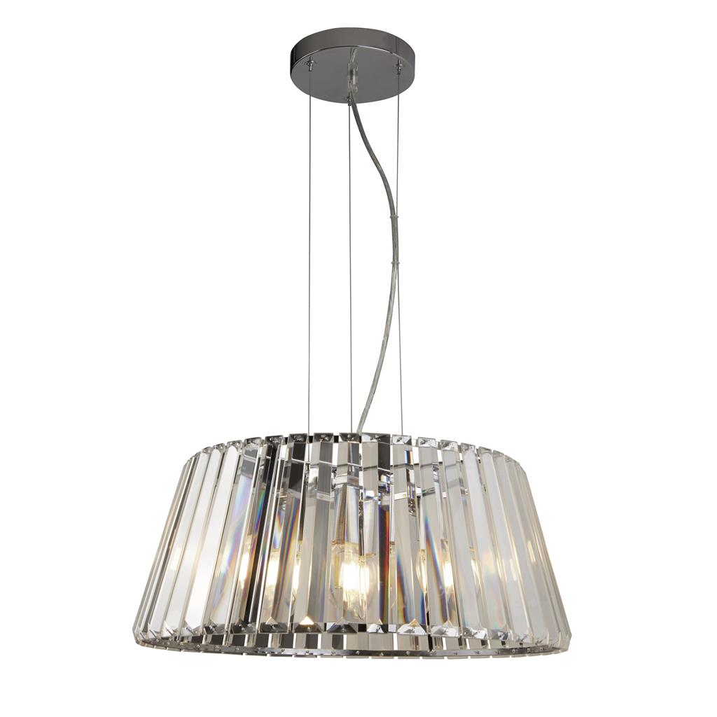 Tiara 5Lt Crystal Ceiling Light to Semi-Flush - Chrome Metal & Clear/Smoked Glass