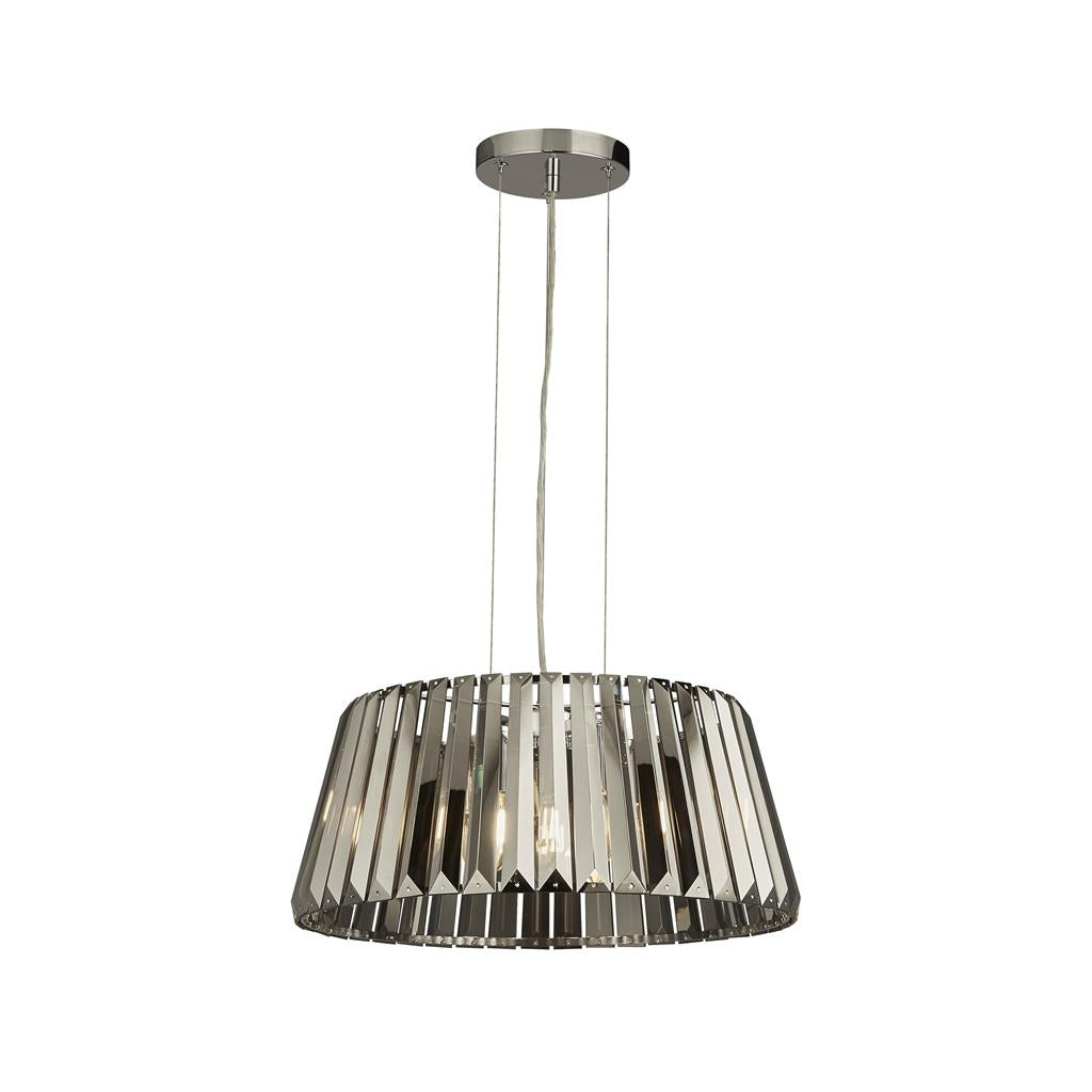 Tiara 5Lt Crystal Ceiling Light to Semi-Flush - Chrome Metal & Clear/Smoked Glass