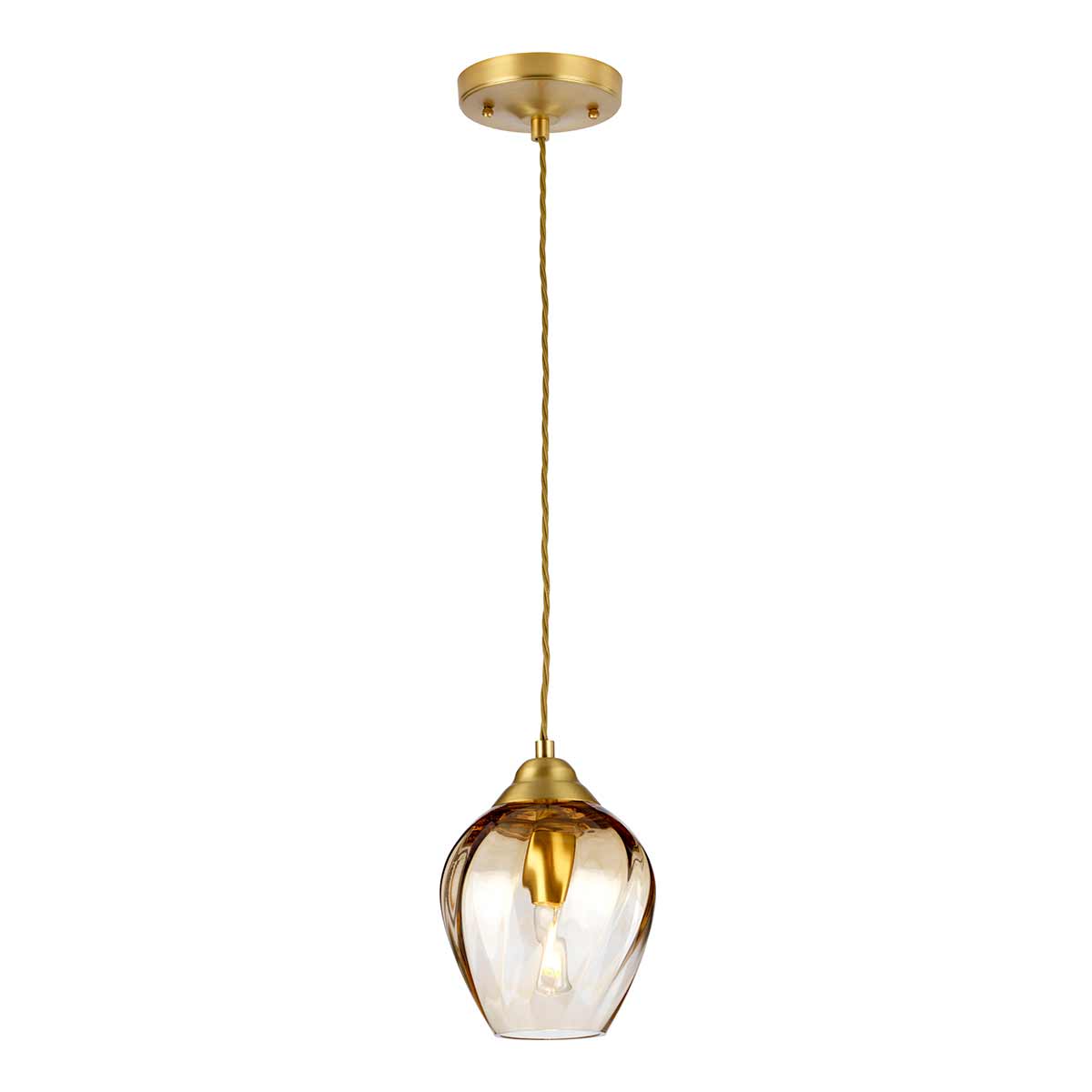 Tiber 1 Light Pendant - Amber/Nickel