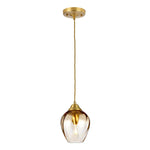 Tiber 1 Light Pendant - Amber/Nickel