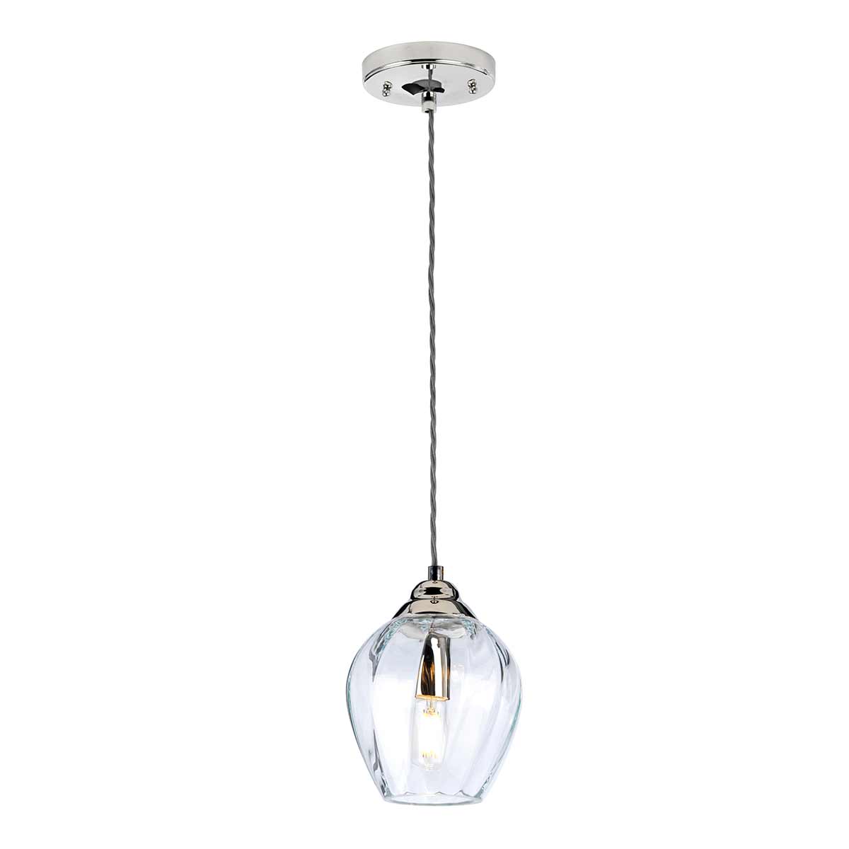 Tiber 1 Light Pendant - Amber/Nickel