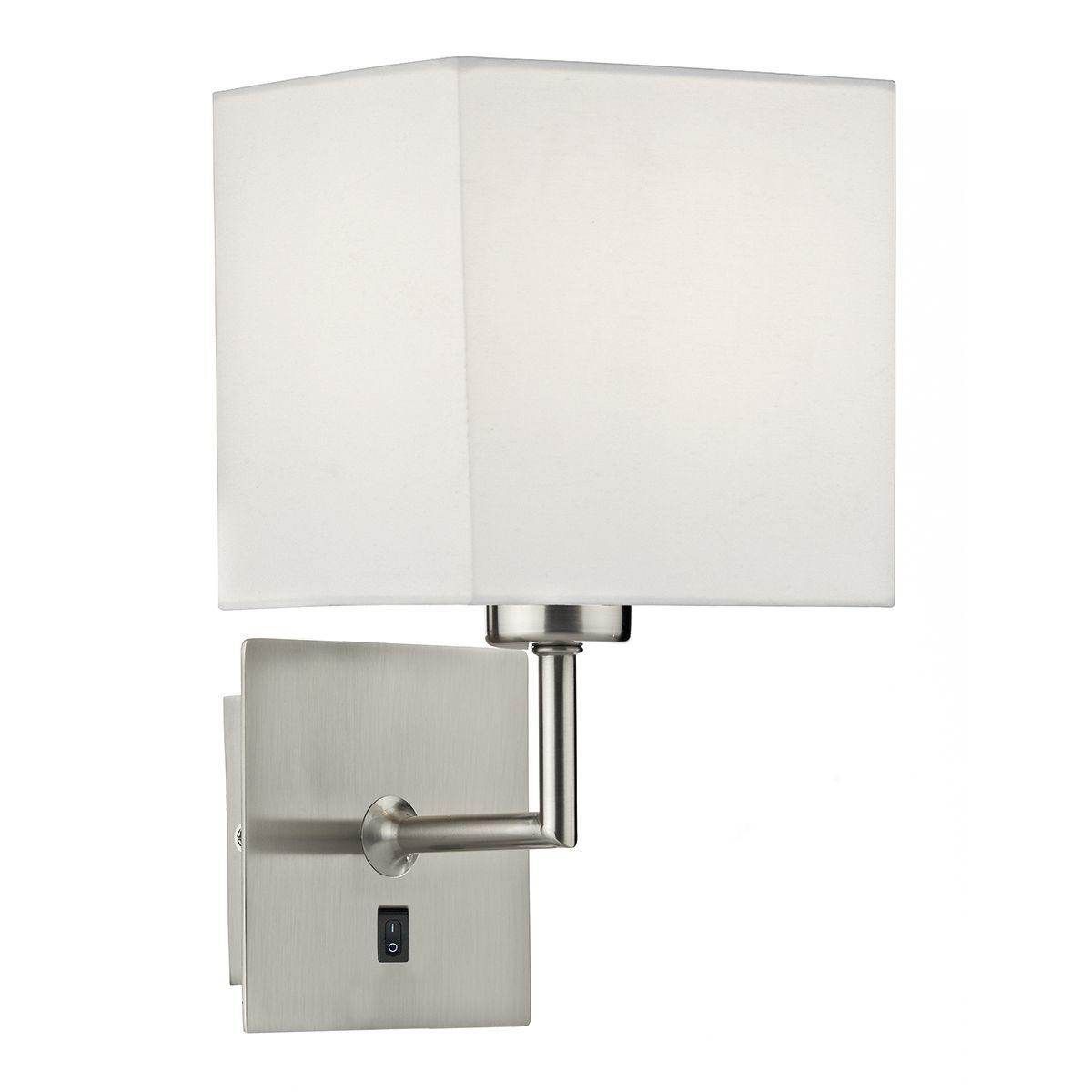 Dar Tibet Wall Bracket Satin Chrome complete with Shade - Cusack Lighting