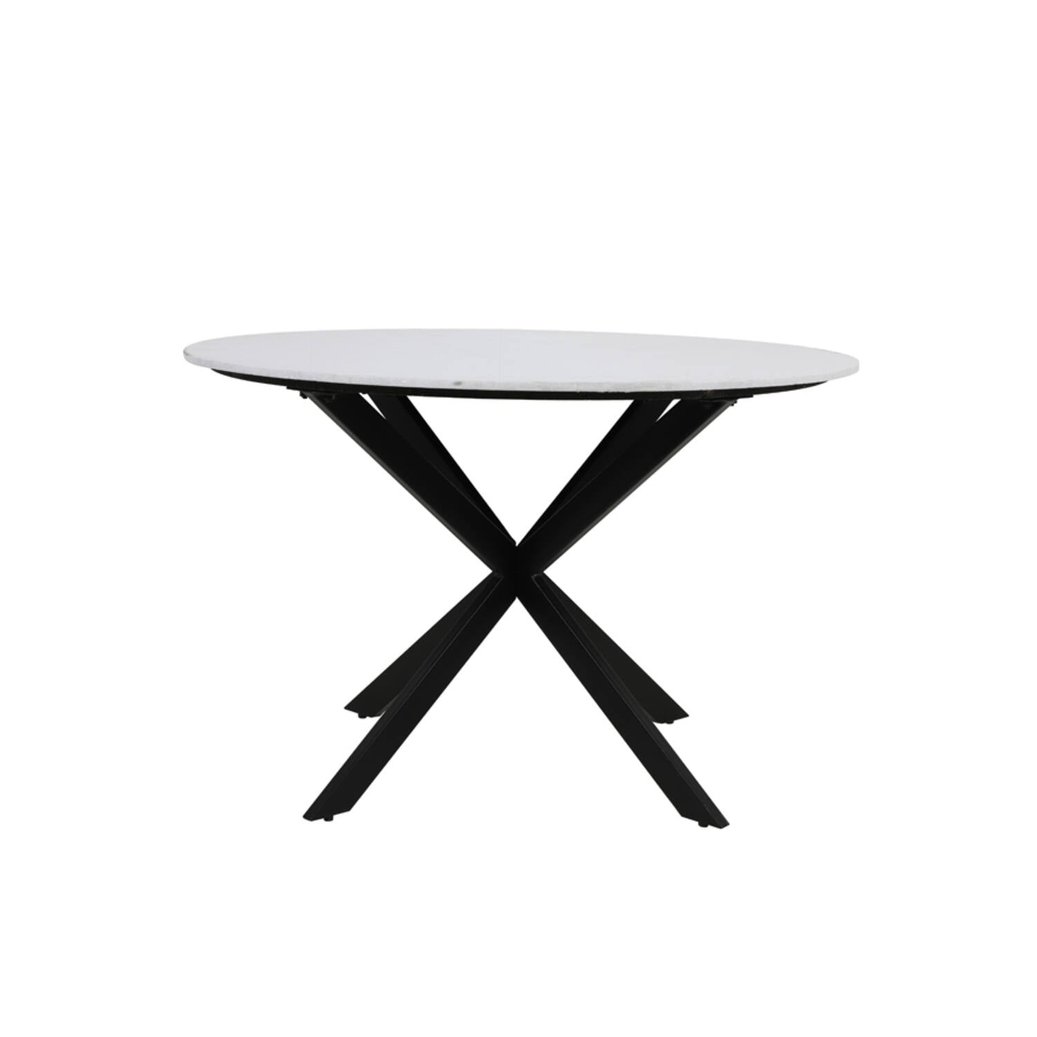 Tomochi Dining Table - White Marble Top & Black Finish
