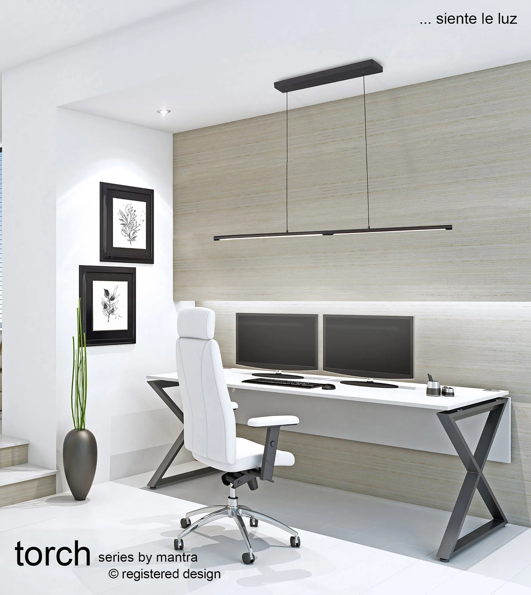 Torch LED Linear Pendant -  Black/White