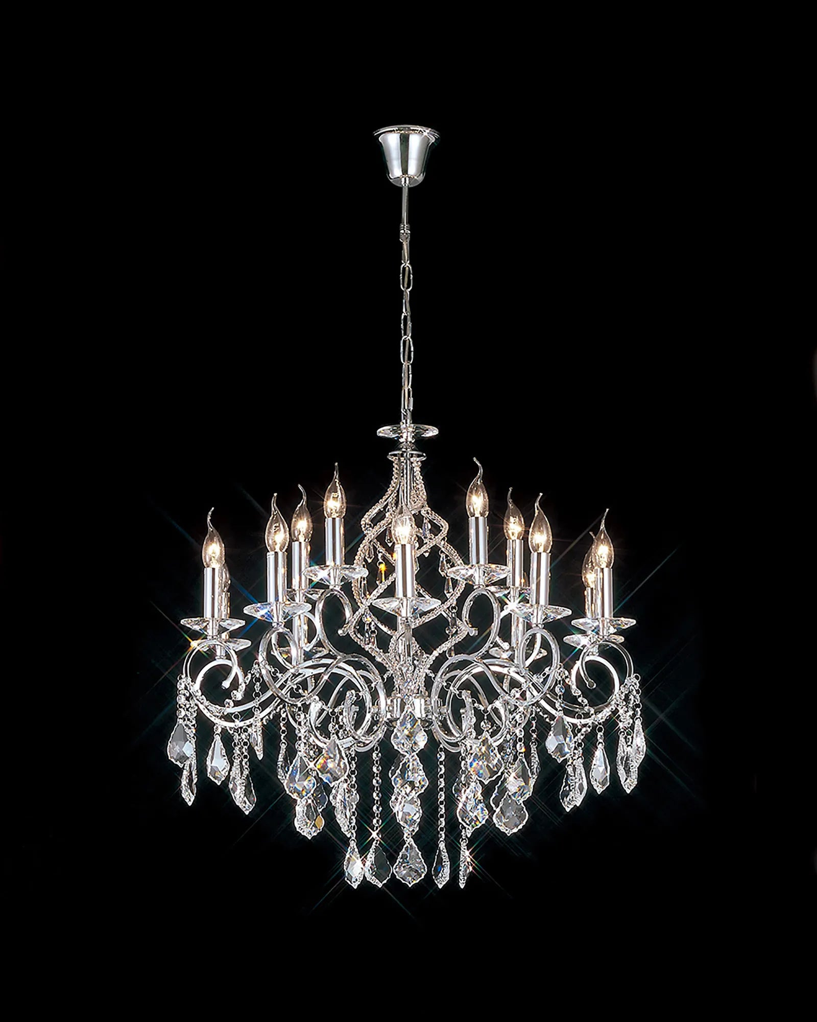 Torino 15Lt/18Lt Crystal Chandeliers - Chrome/Gold