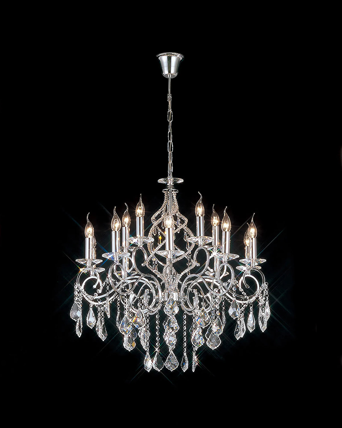 Torino 15Lt/18Lt Crystal Chandeliers - Chrome/Gold