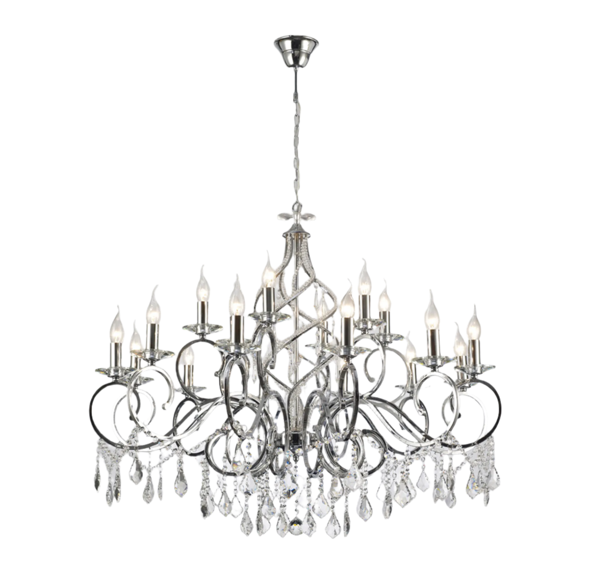Torino 15Lt/18Lt Crystal Chandeliers - Chrome/Gold