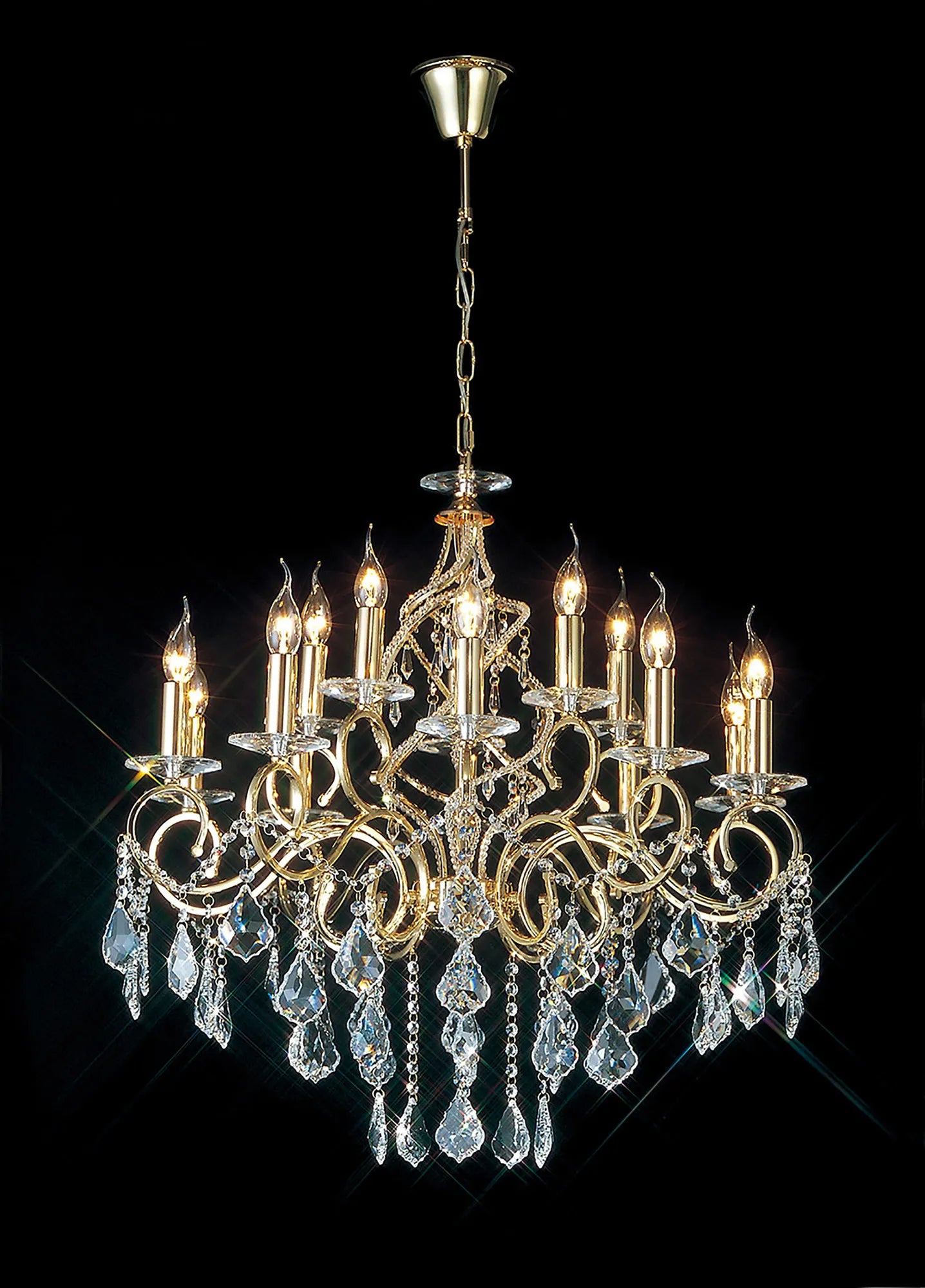 Torino 15Lt/18Lt Crystal Chandeliers - Chrome/Gold