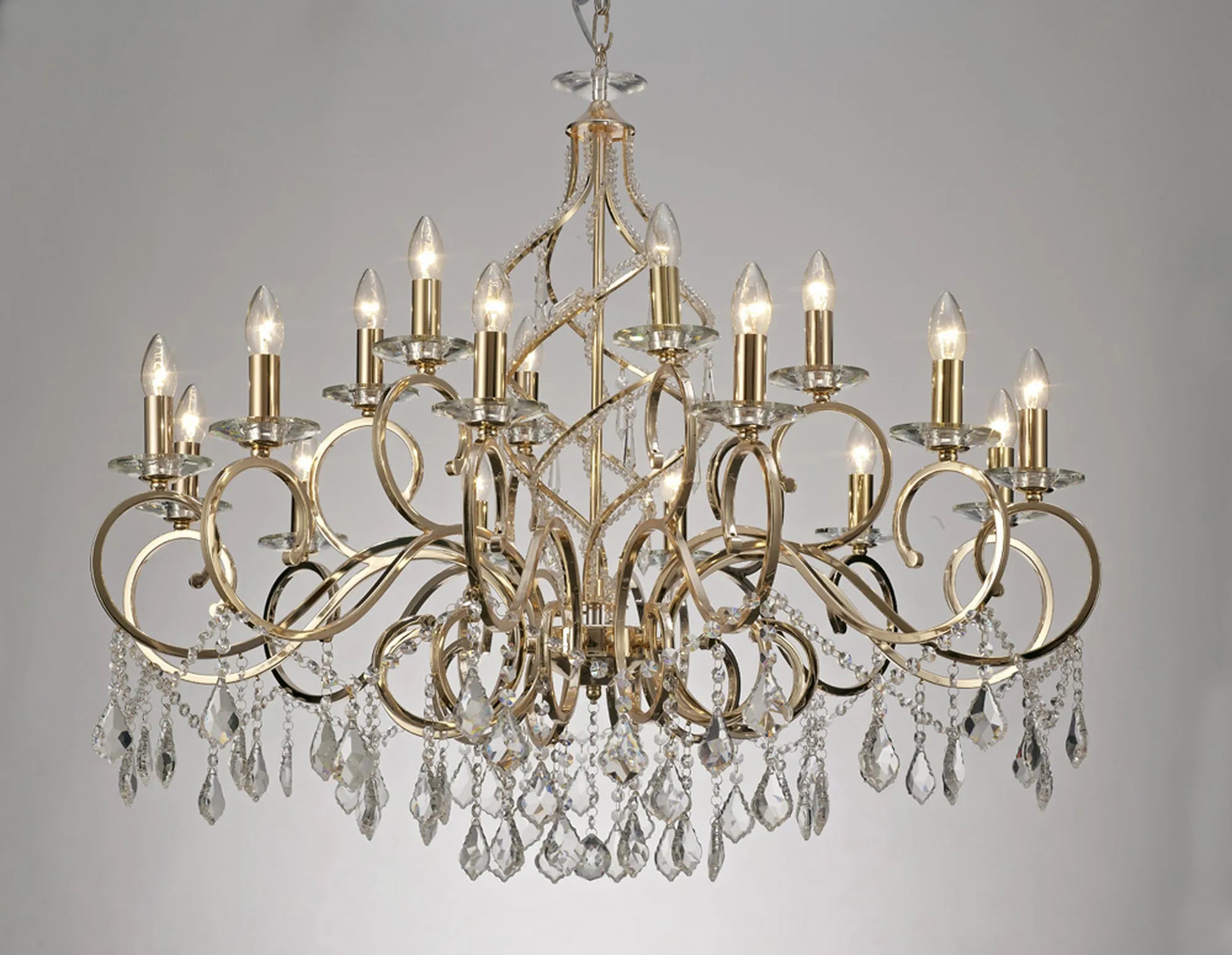 Torino 15Lt/18Lt Crystal Chandeliers - Chrome/Gold