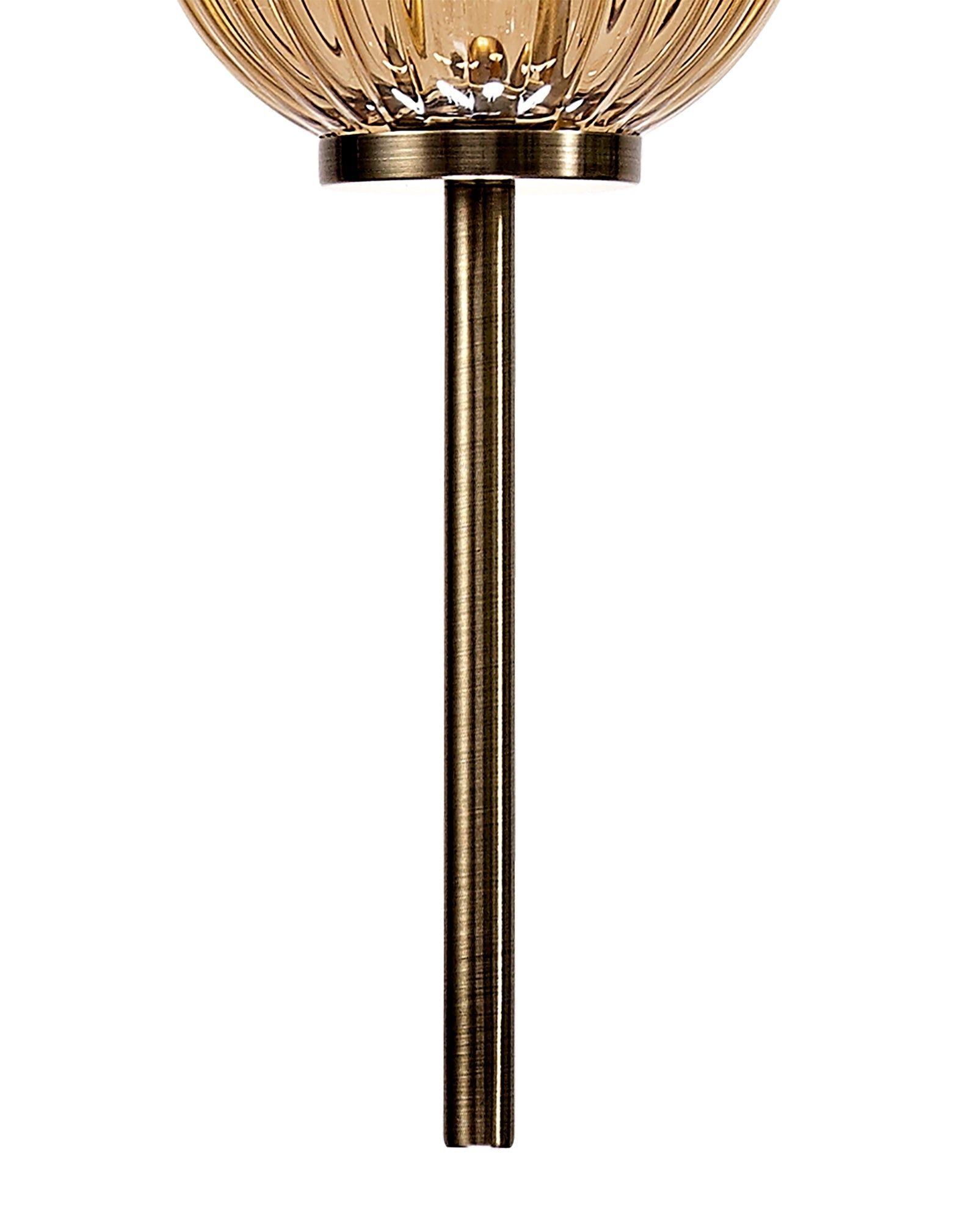 Triumphant Pendant, 3 x G9, Antique Brass/Smoked & Amber Glass