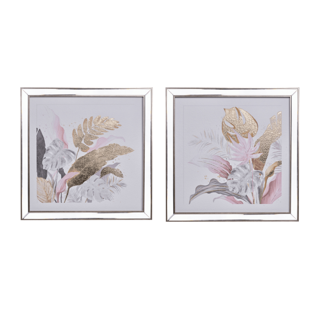 Tropical Floral Prints (Set/2) - Gold Border Finish