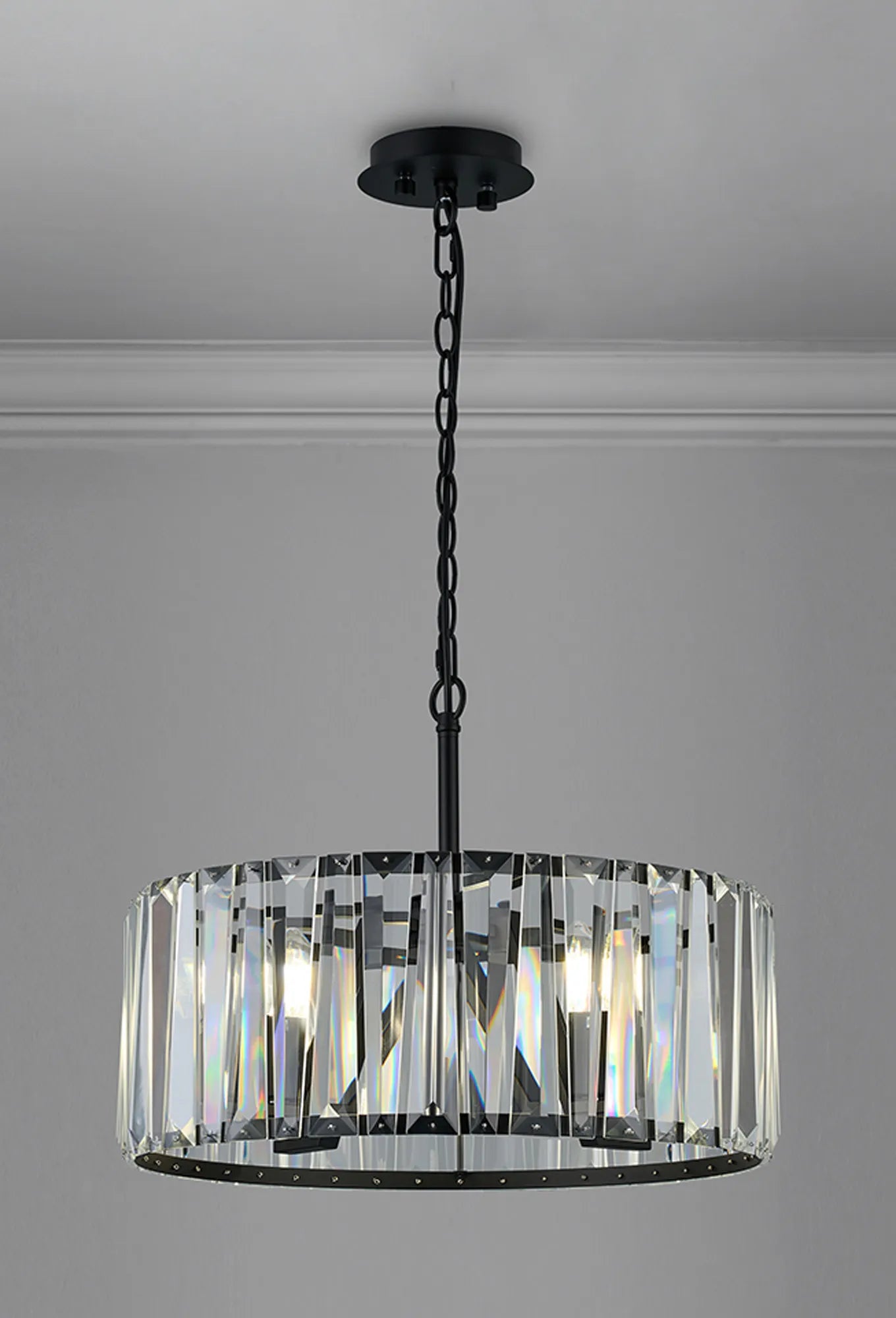 Tudor 4/6/8Lt Crystal Hoop Chandelier- Various Finishes