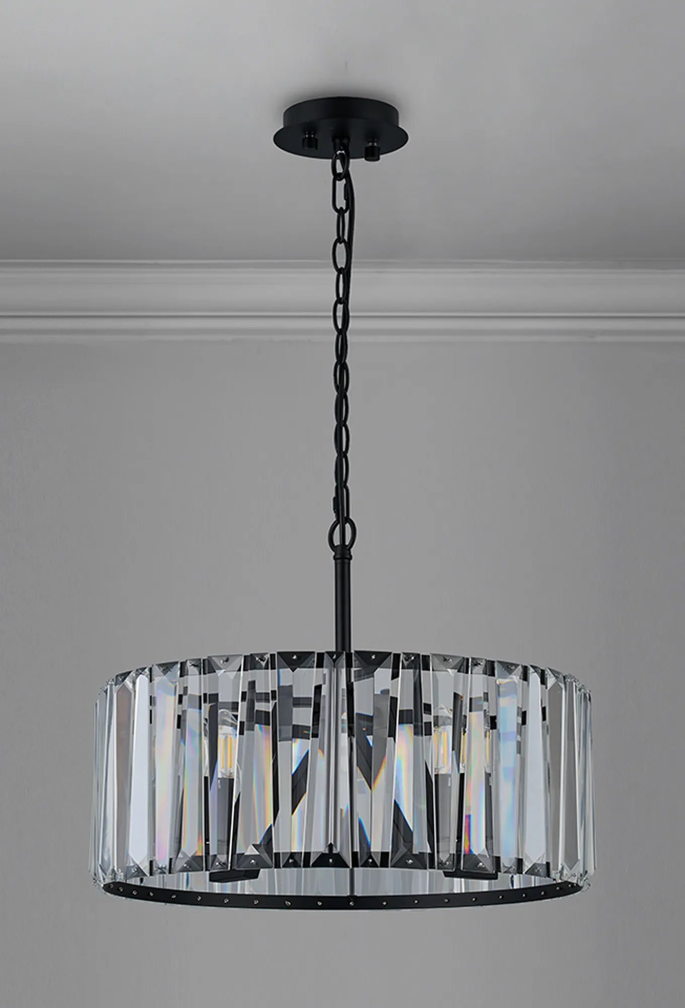 Tudor 4/6/8Lt Crystal Hoop Chandelier- Various Finishes