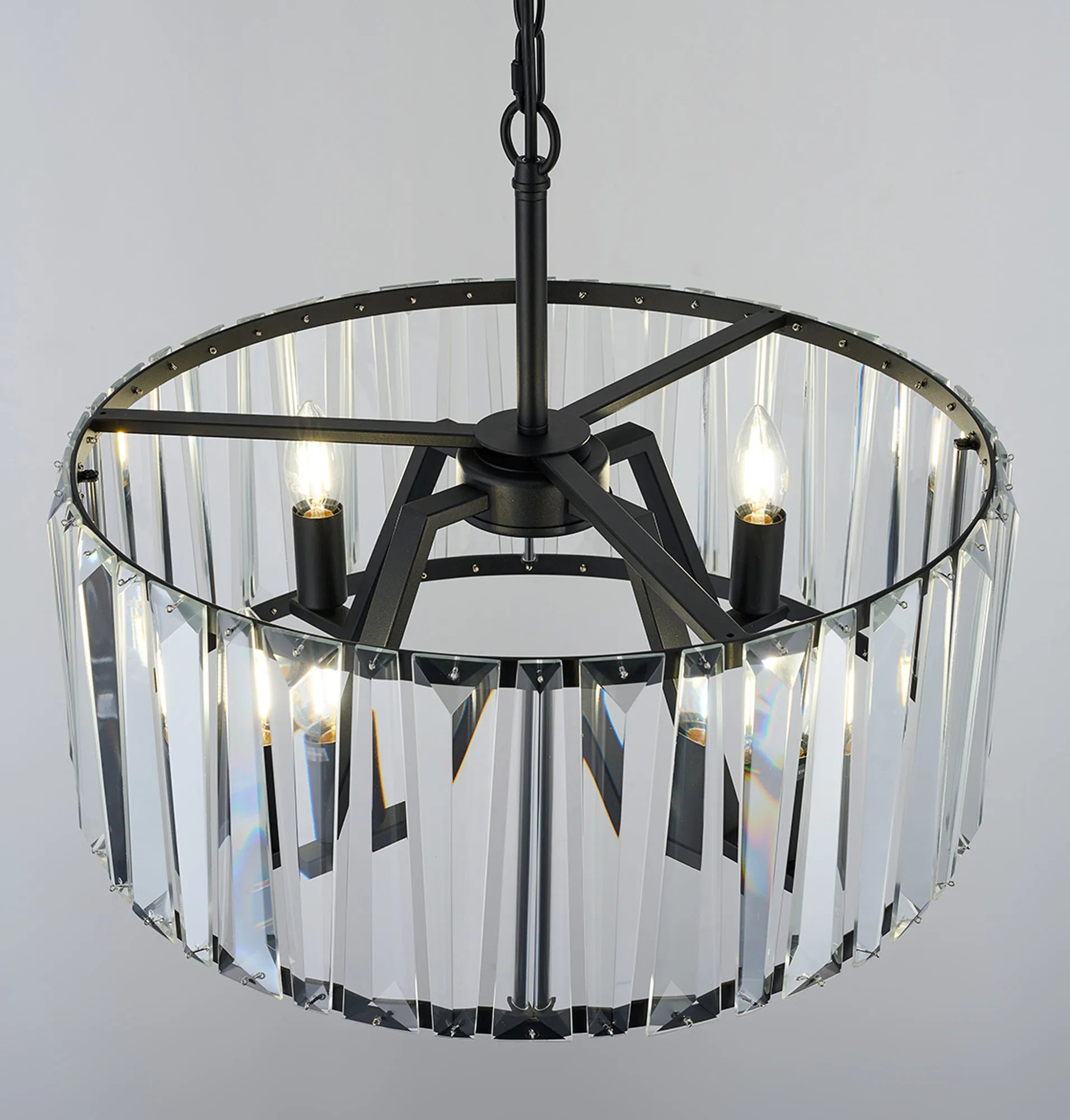 Tudor 4/6/8Lt Crystal Hoop Chandelier- Various Finishes