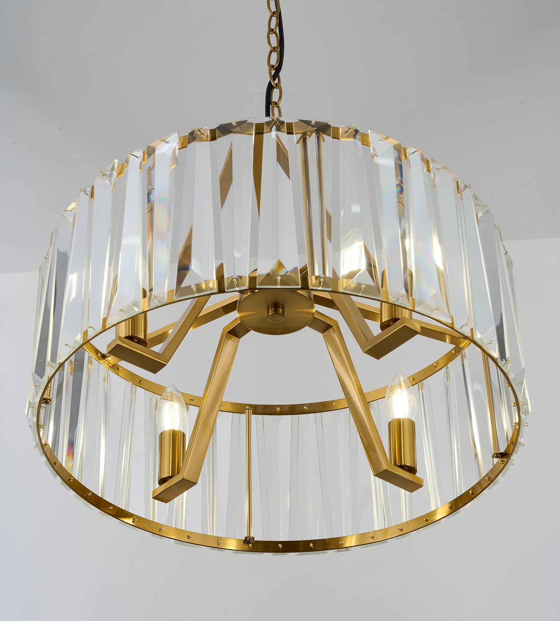 Tudor 4/6/8Lt Crystal Hoop Chandelier- Various Finishes