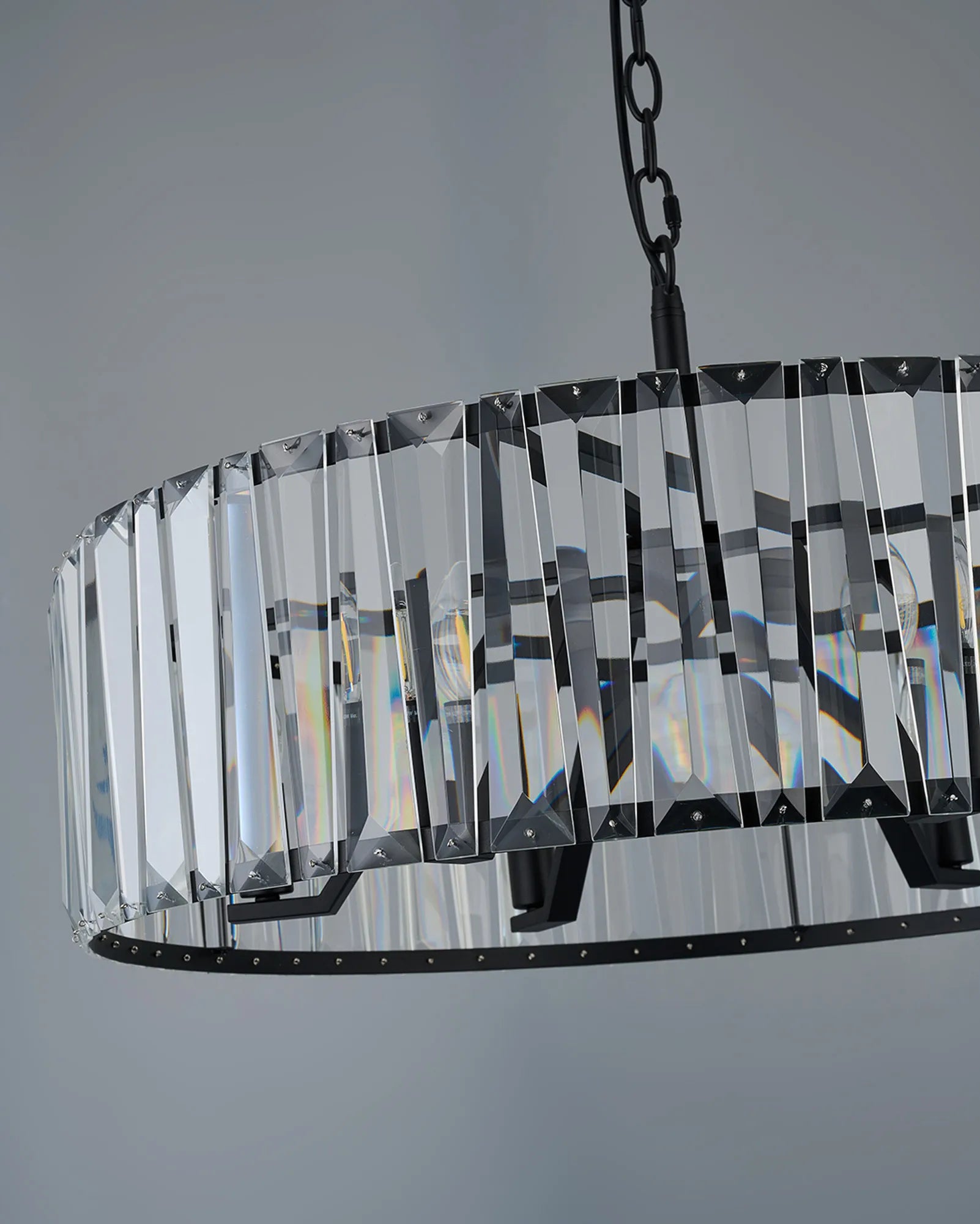 Tudor 4/6/8Lt Crystal Hoop Chandelier- Various Finishes