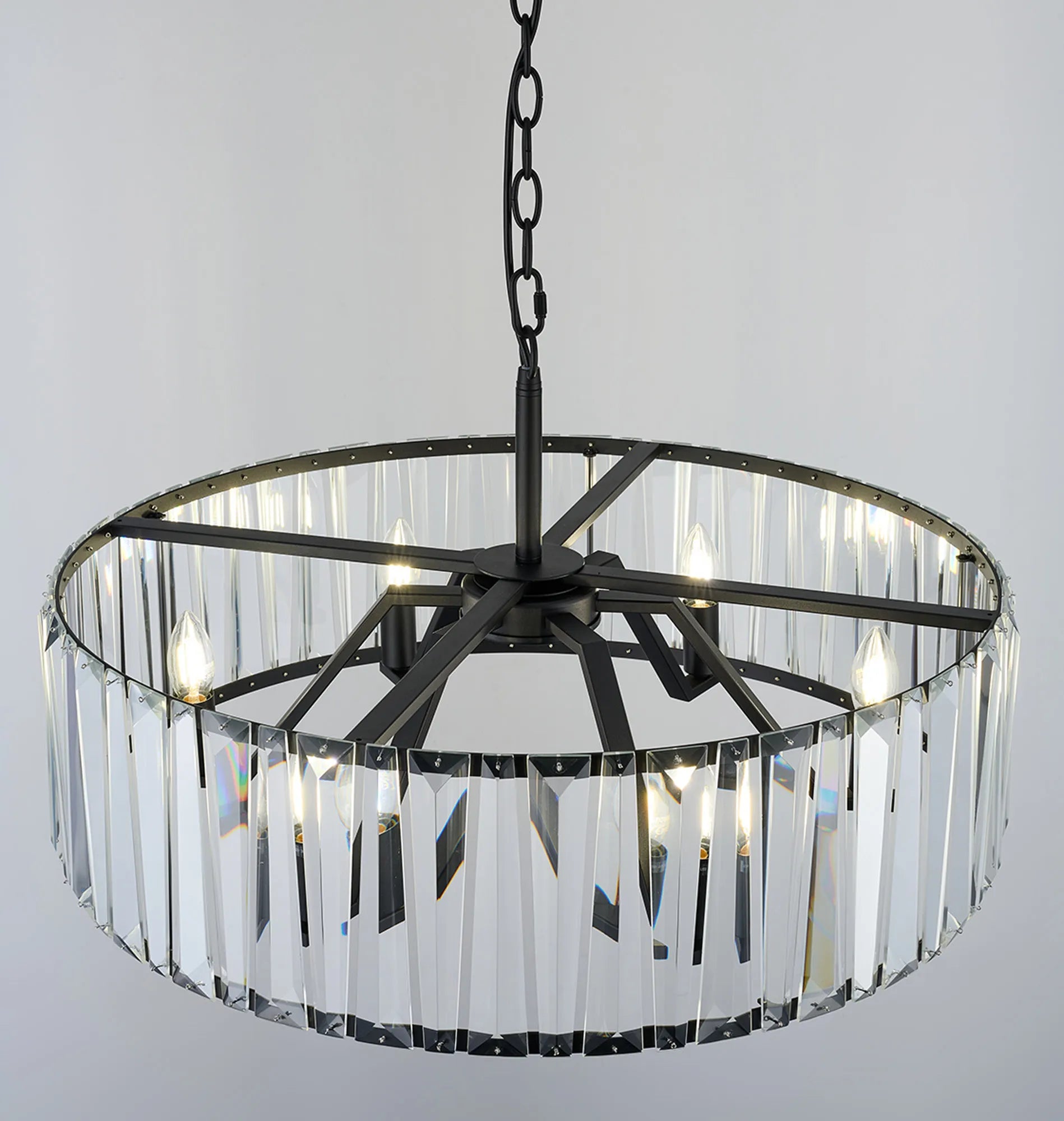 Tudor 4/6/8Lt Crystal Hoop Chandelier- Various Finishes