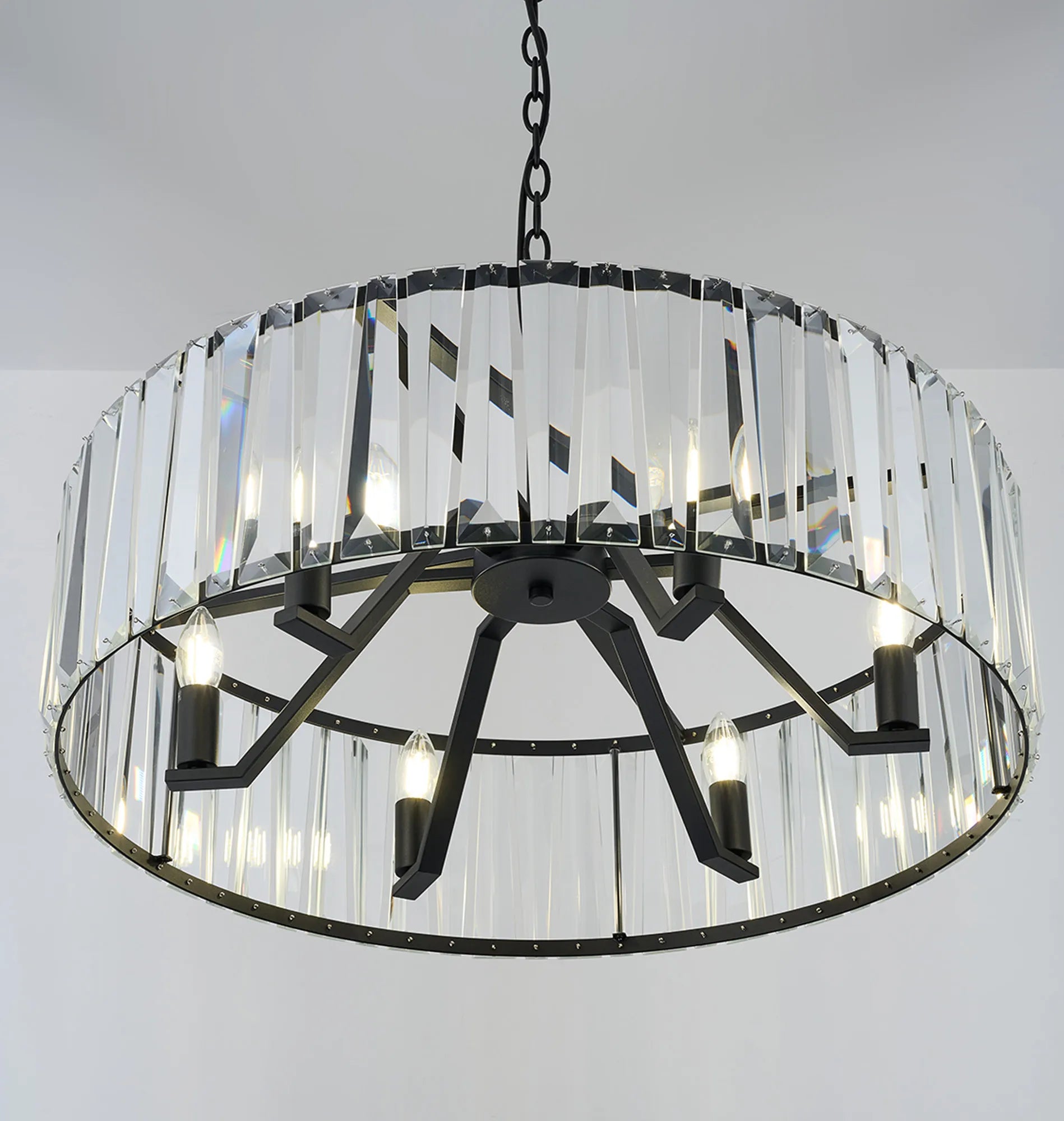 Tudor 4/6/8Lt Crystal Hoop Chandelier- Various Finishes