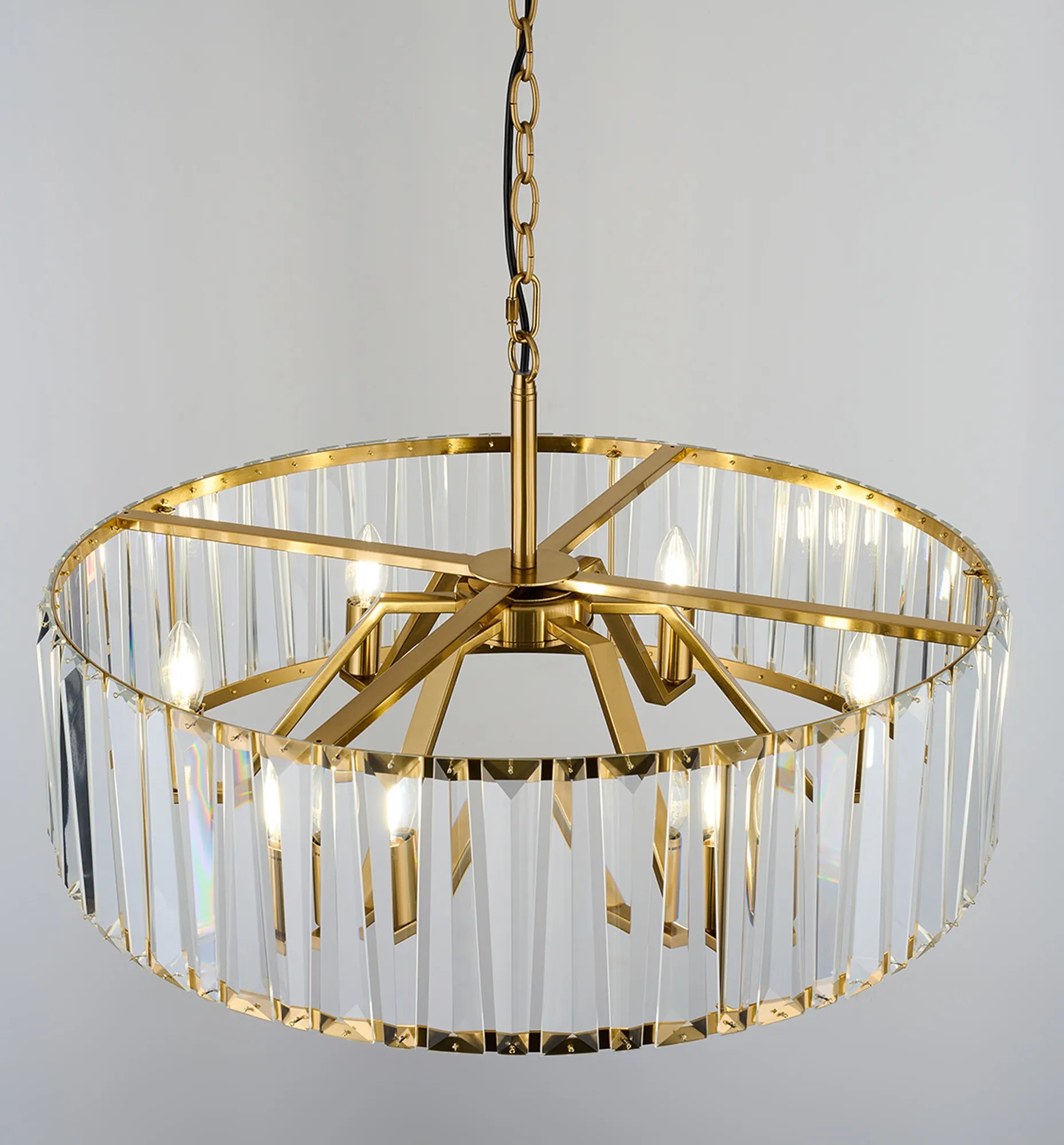 Tudor 4/6/8Lt Crystal Hoop Chandelier- Various Finishes