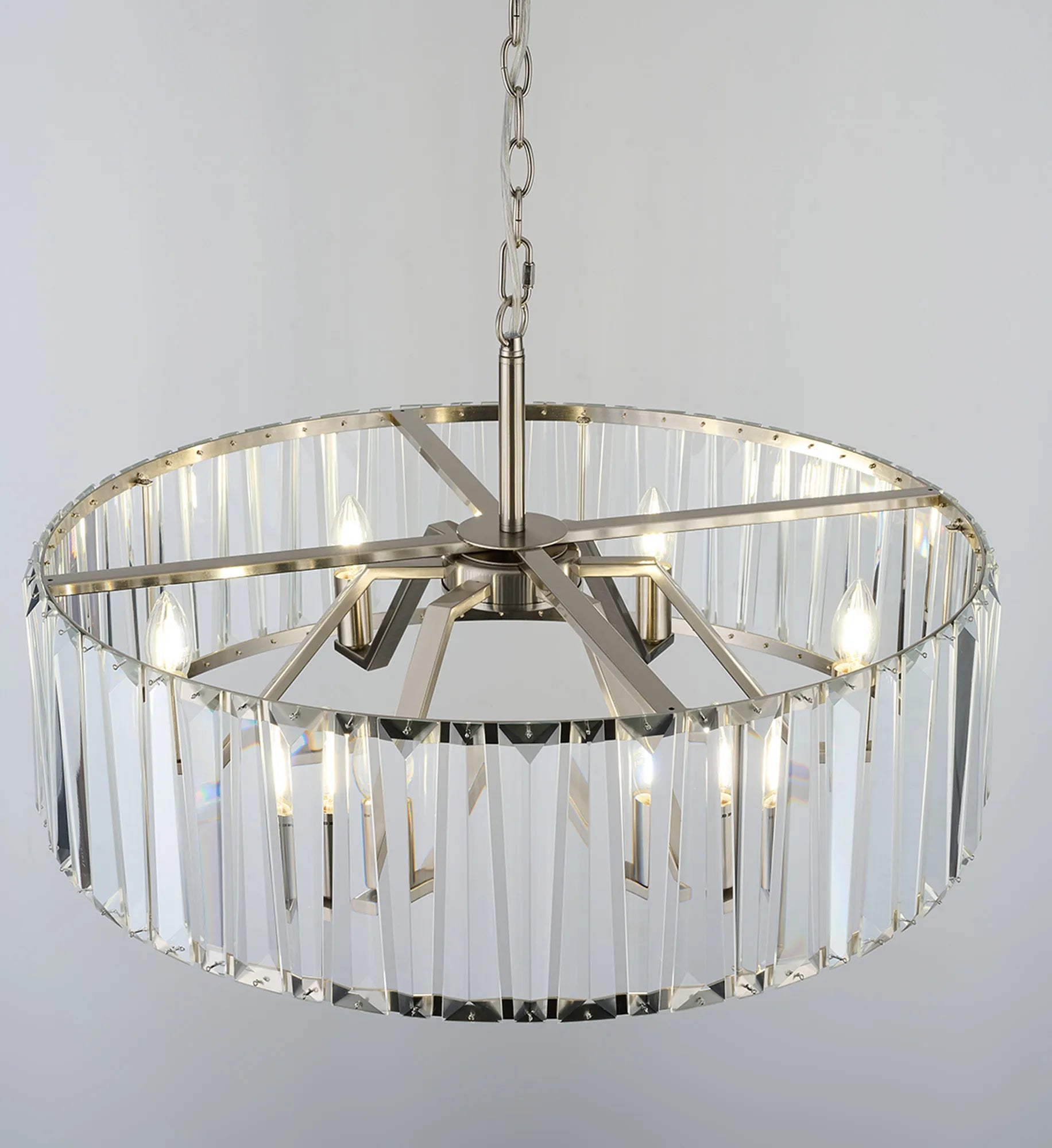 Tudor 4/6/8Lt Crystal Hoop Chandelier- Various Finishes