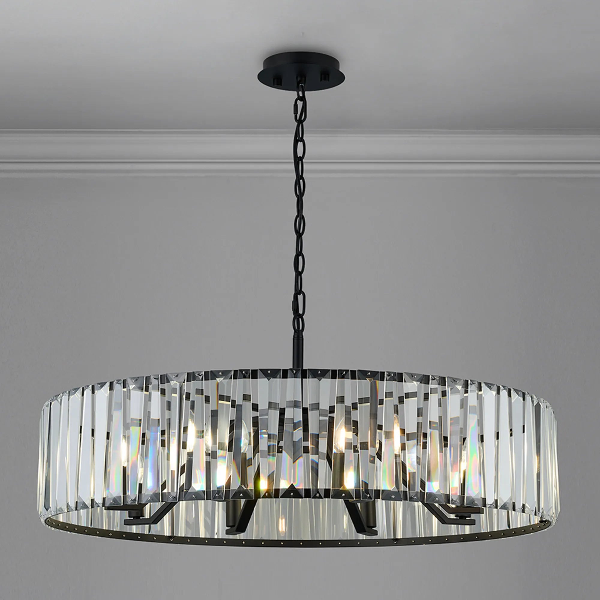 Tudor 4/6/8Lt Crystal Hoop Chandelier- Various Finishes