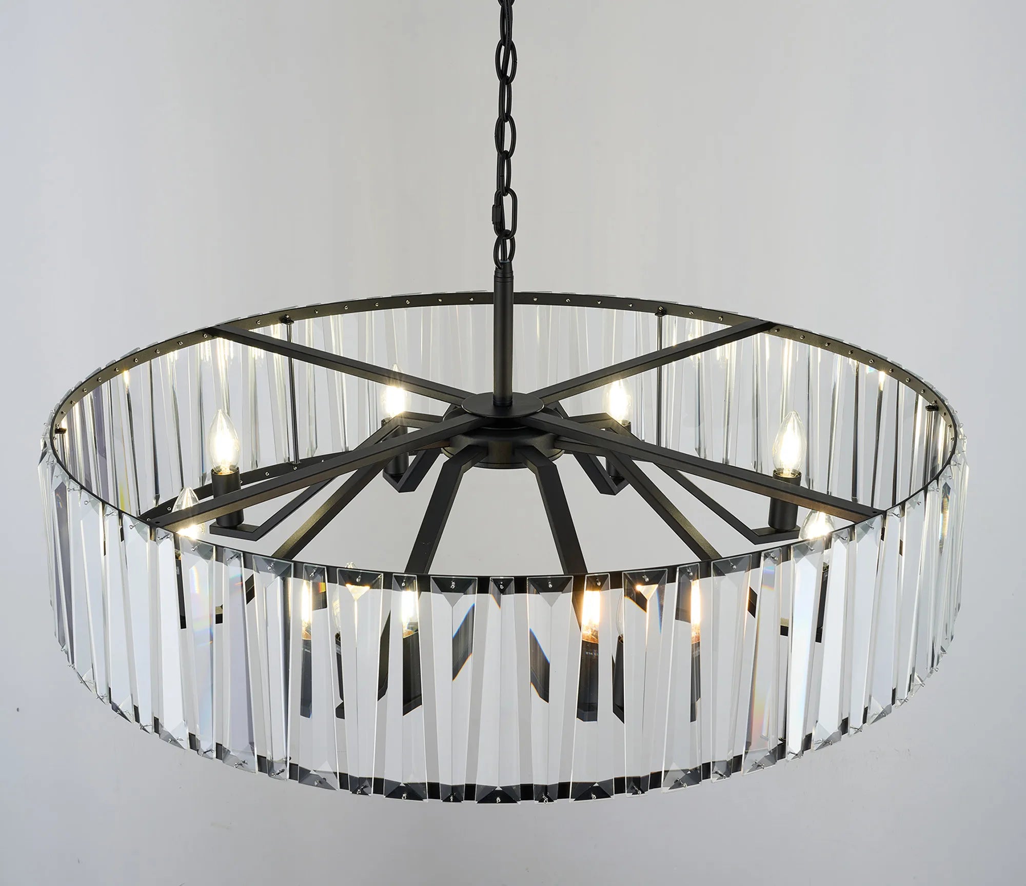 Tudor 4/6/8Lt Crystal Hoop Chandelier- Various Finishes