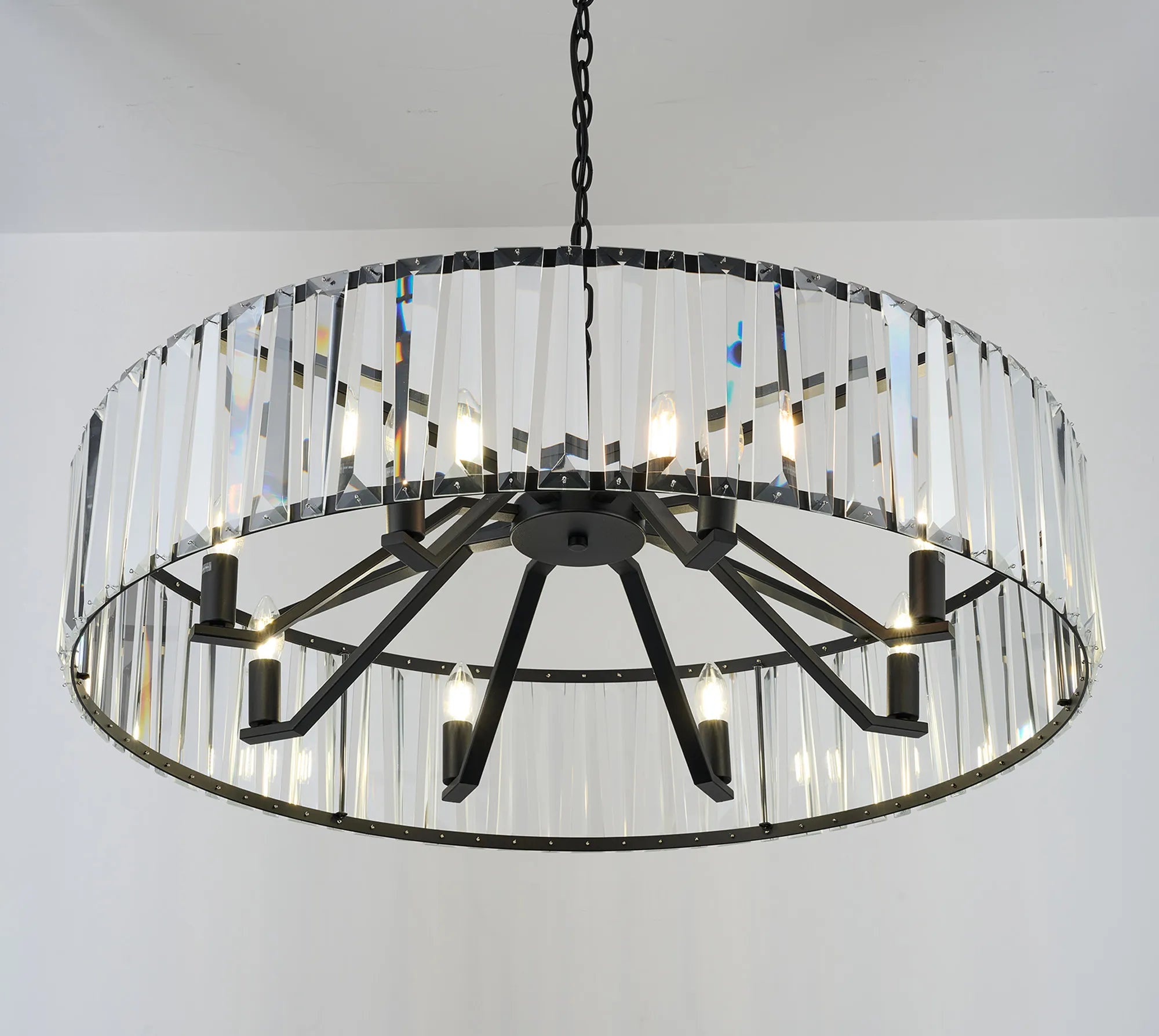 Tudor 4/6/8Lt Crystal Hoop Chandelier- Various Finishes
