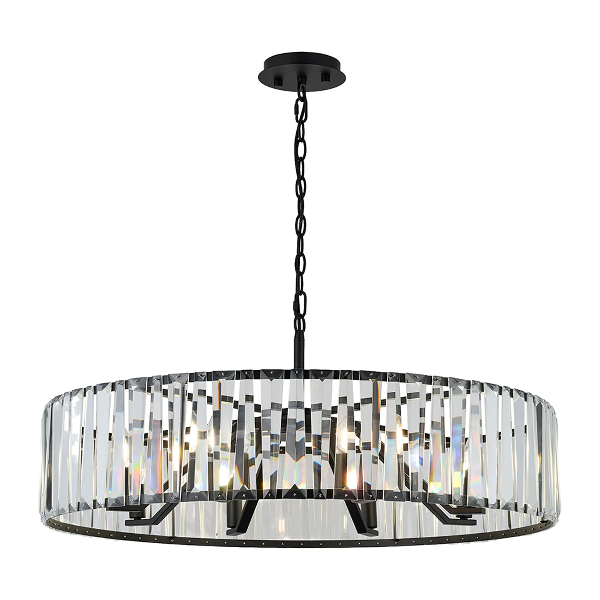 Tudor 4/6/8Lt Crystal Hoop Chandelier- Various Finishes