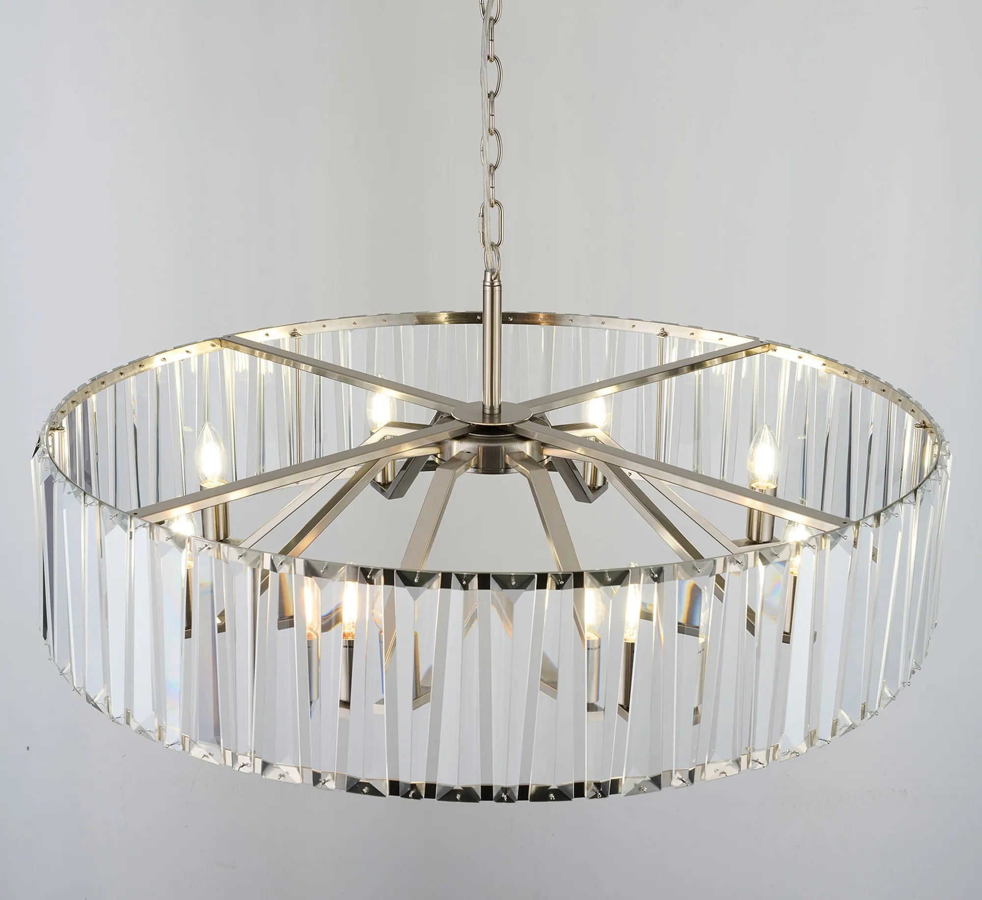 Tudor 4/6/8Lt Crystal Hoop Chandelier- Various Finishes