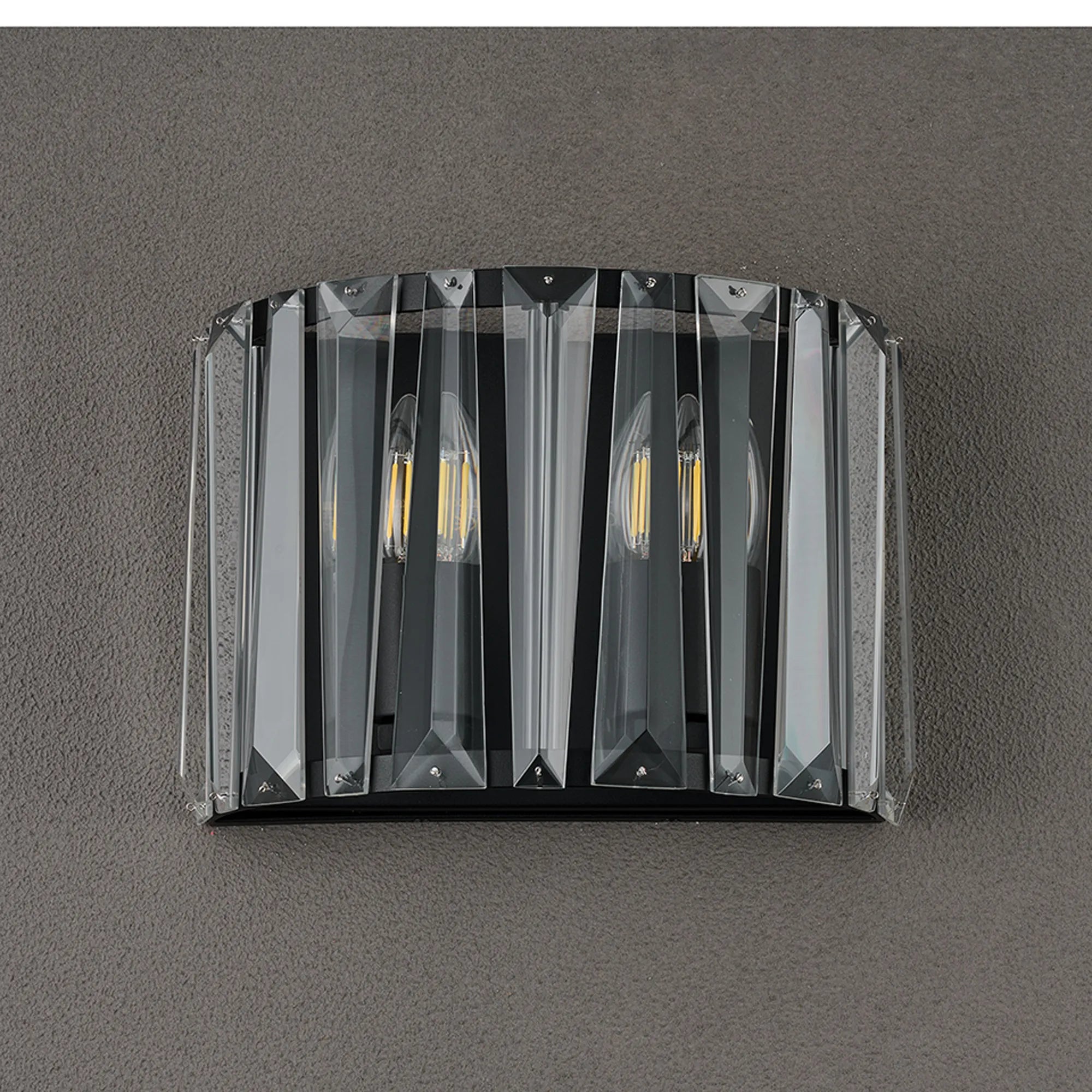 Tudor Crystal Wall Light- Satin Nickel/ Black/ Brass Finishes