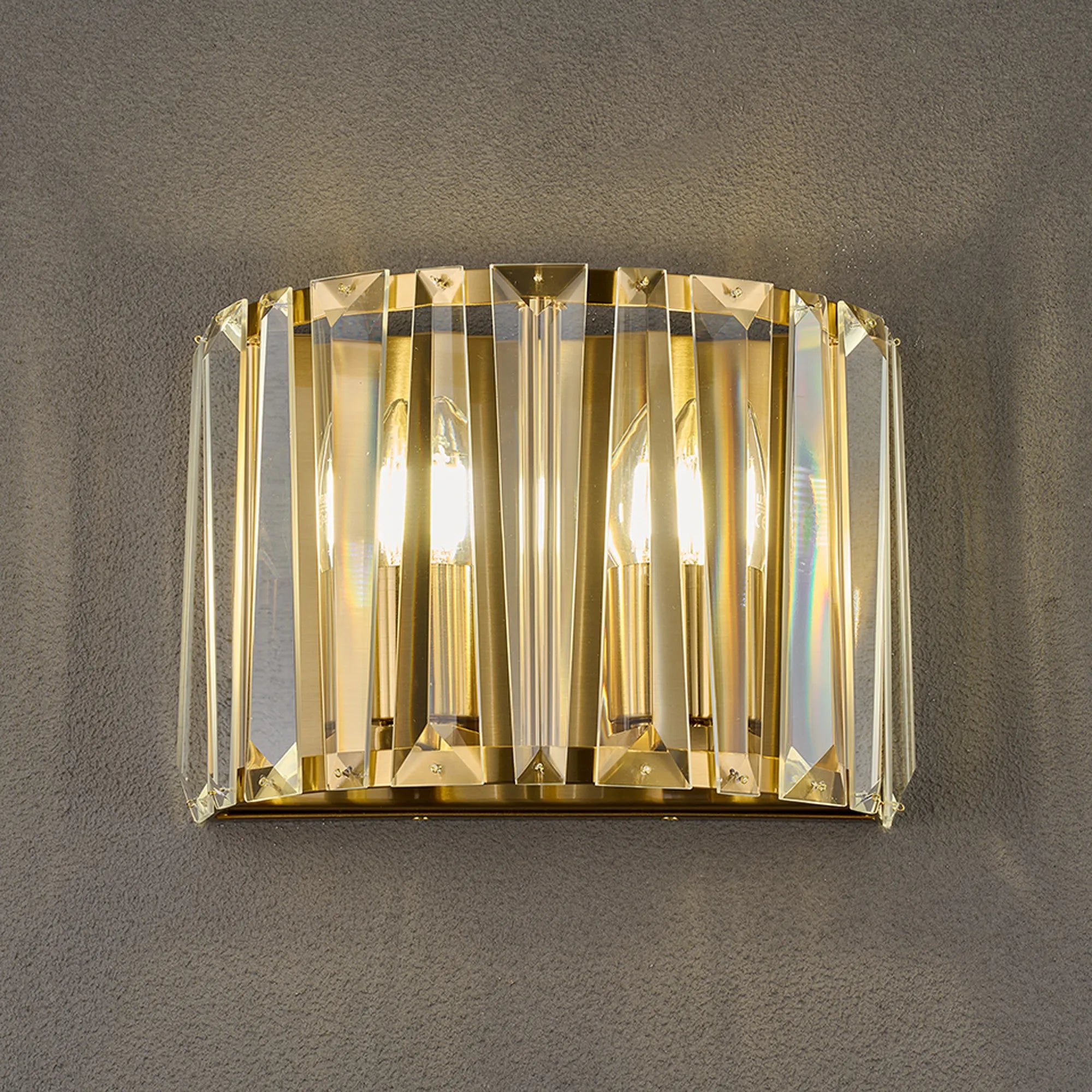Tudor Crystal Wall Light- Satin Nickel/ Black/ Brass Finishes
