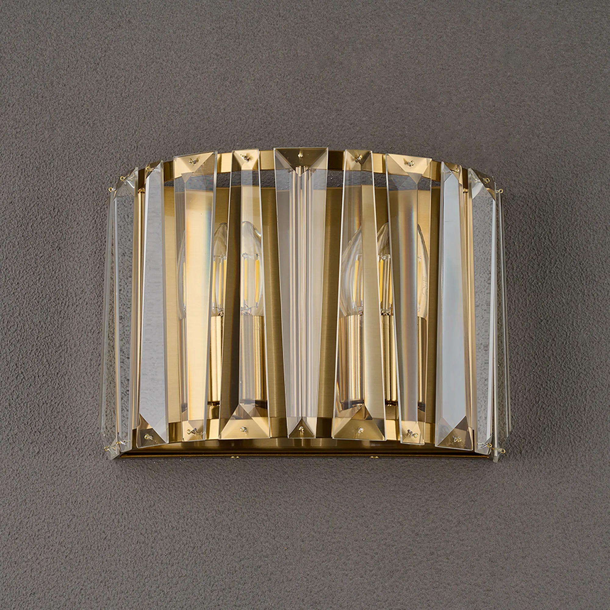 Tudor Crystal Wall Light- Satin Nickel/ Black/ Brass Finishes