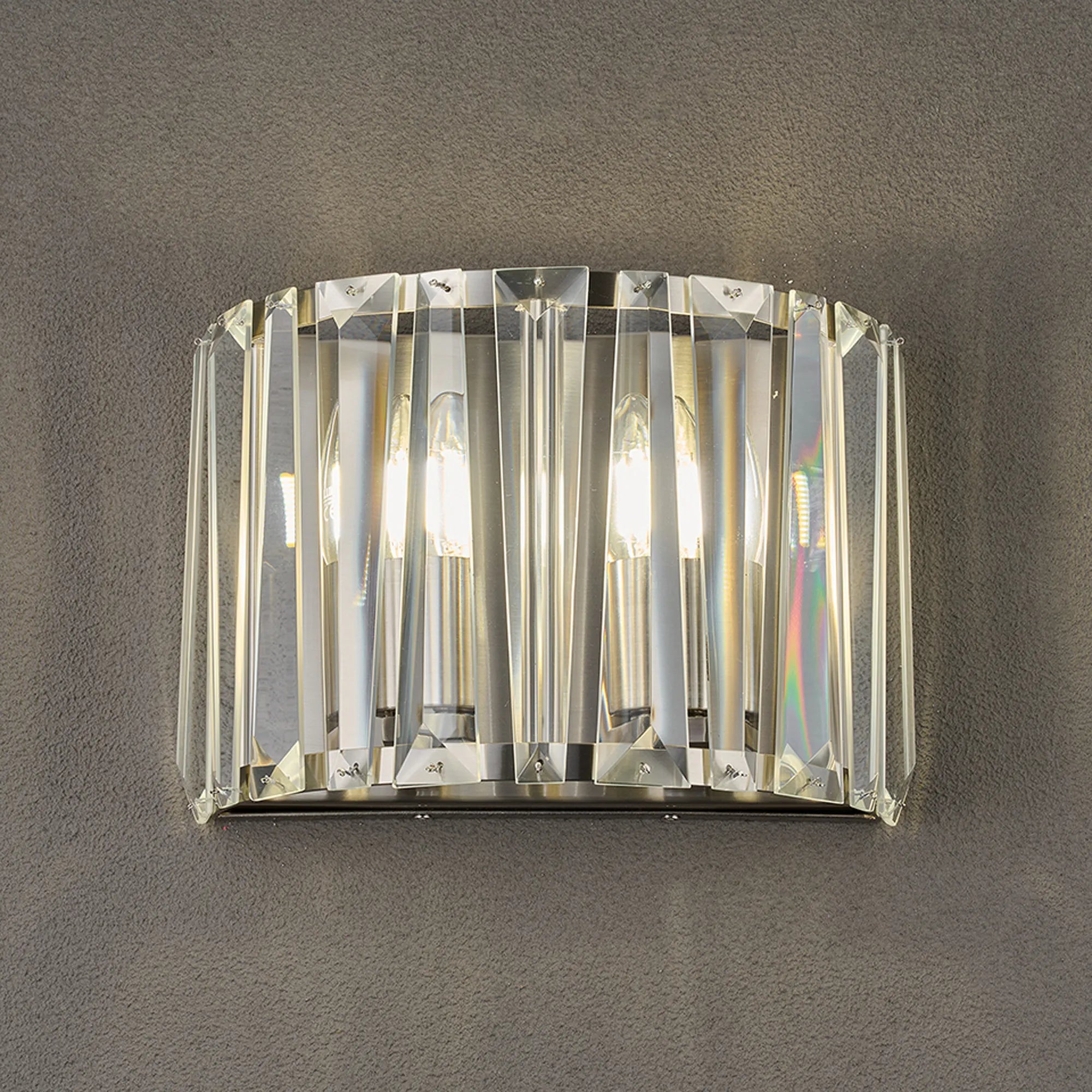 Tudor Crystal Wall Light- Satin Nickel/ Black/ Brass Finishes