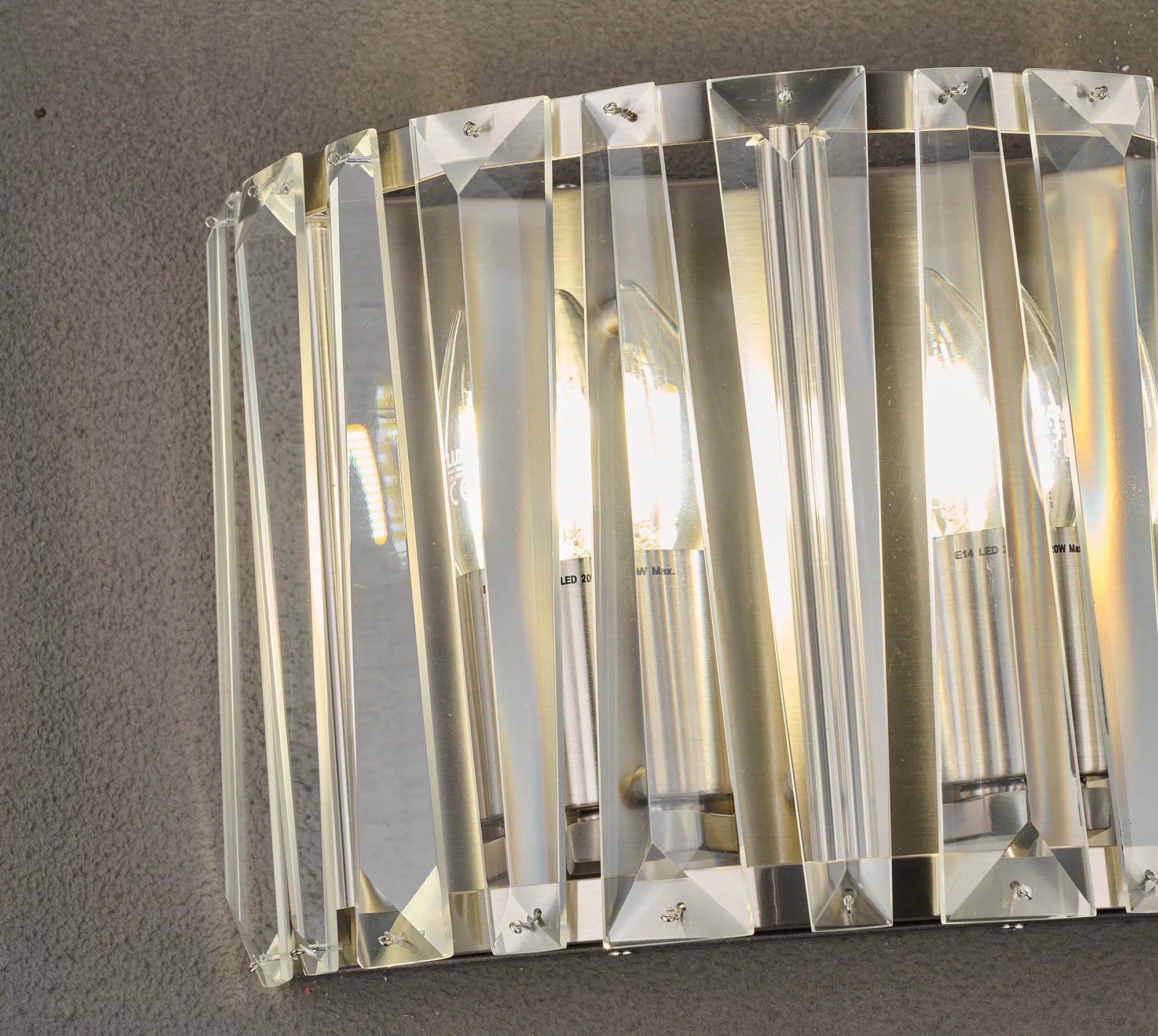 Tudor Crystal Wall Light- Satin Nickel/ Black/ Brass Finishes
