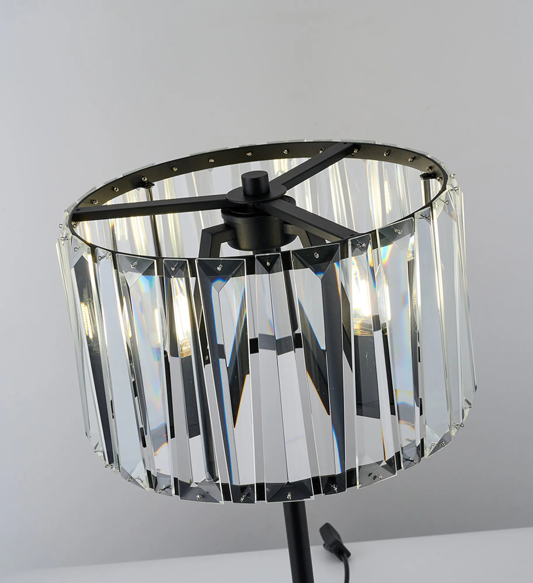 Tudor Crystal Table Lamp- Brass/ Black/ Satin Nickel Finishes