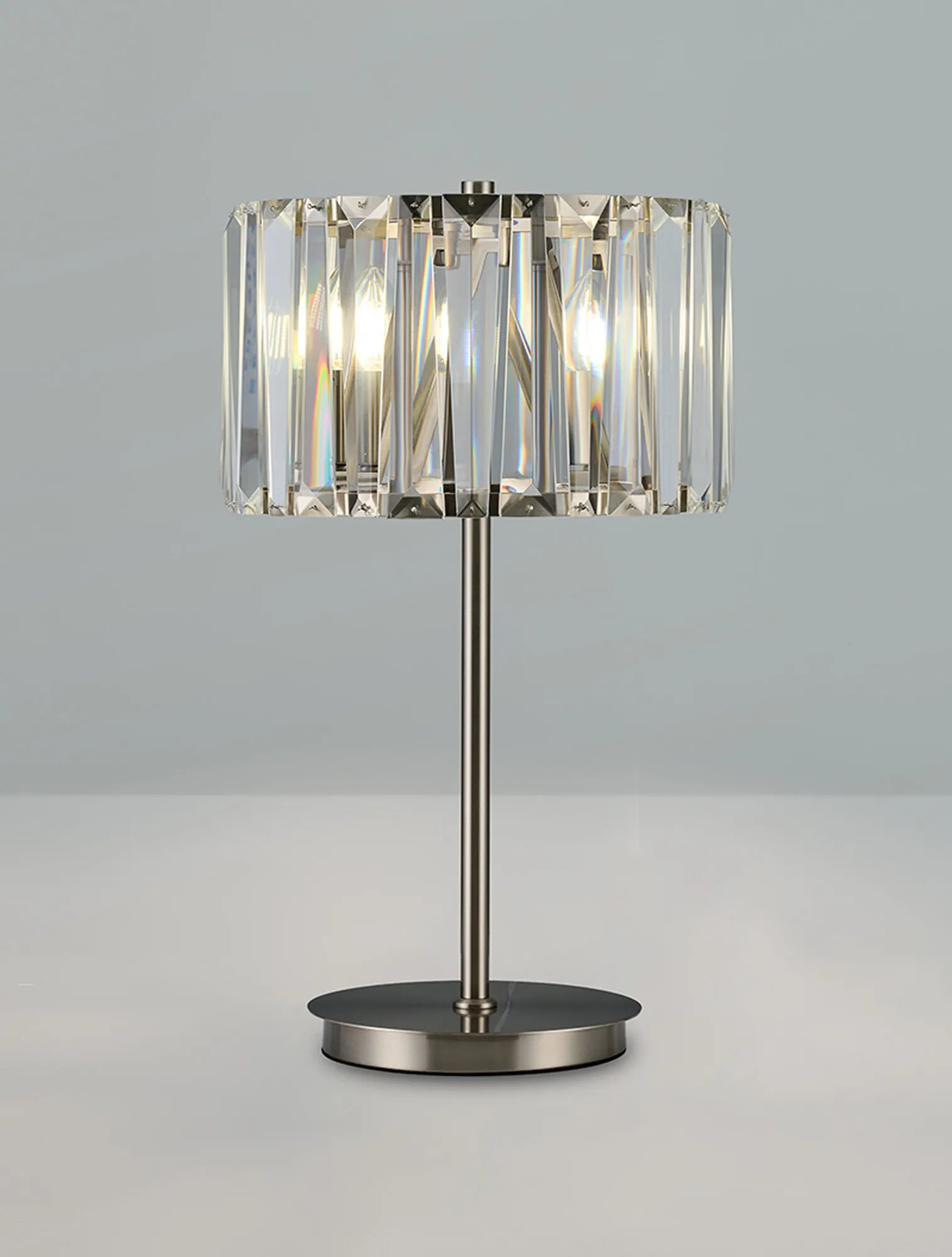 Tudor Crystal Table Lamp- Brass/ Black/ Satin Nickel Finishes